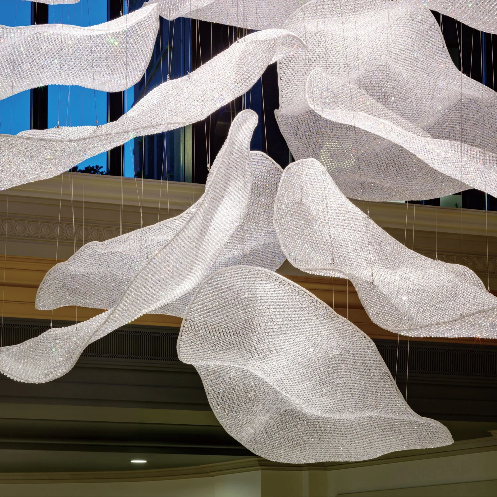 Large‑Scale Art Fabric‑Style Custom Ceiling Installation | High‑End Hotel Lobby Project Case China project view