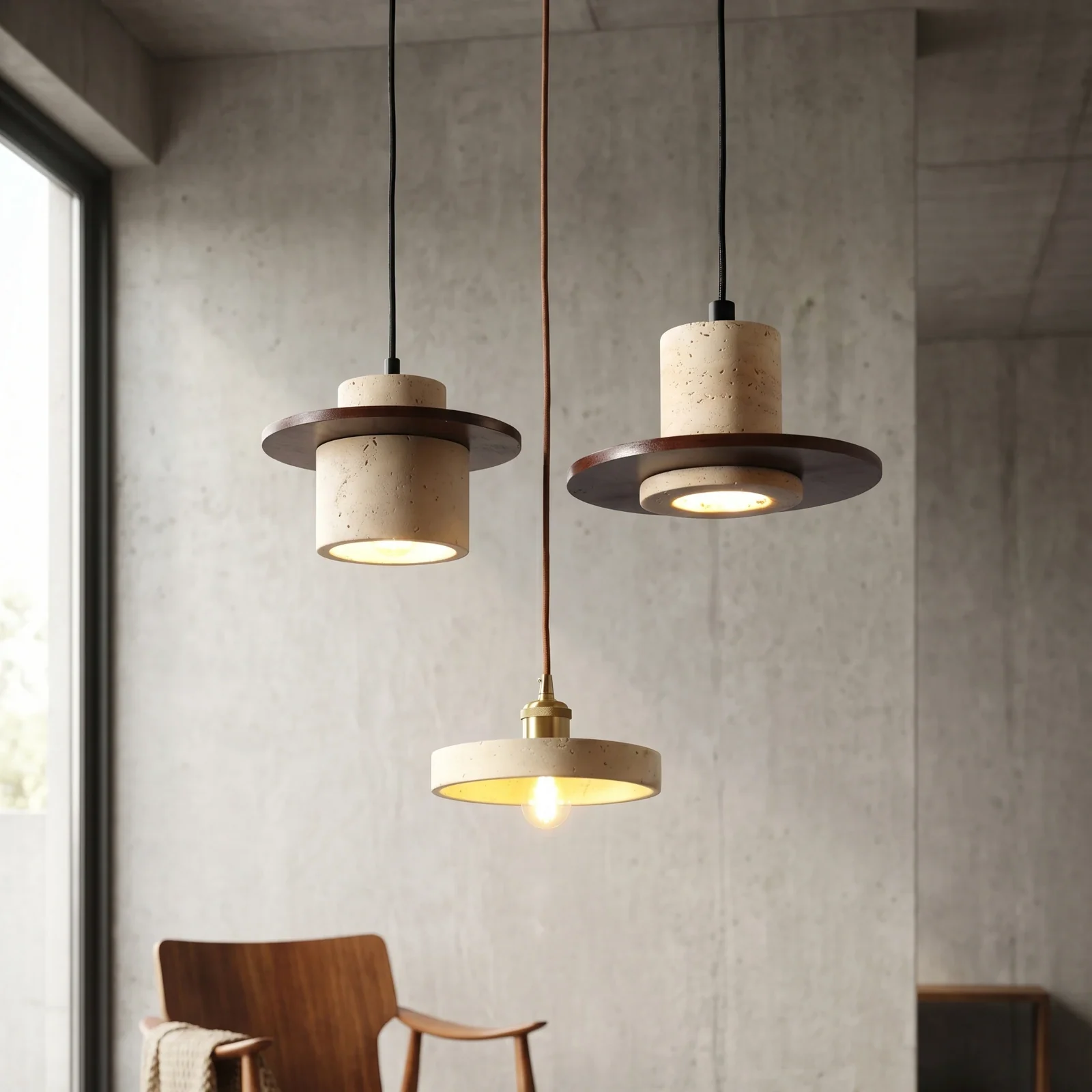 Travertine Pendant Light detail