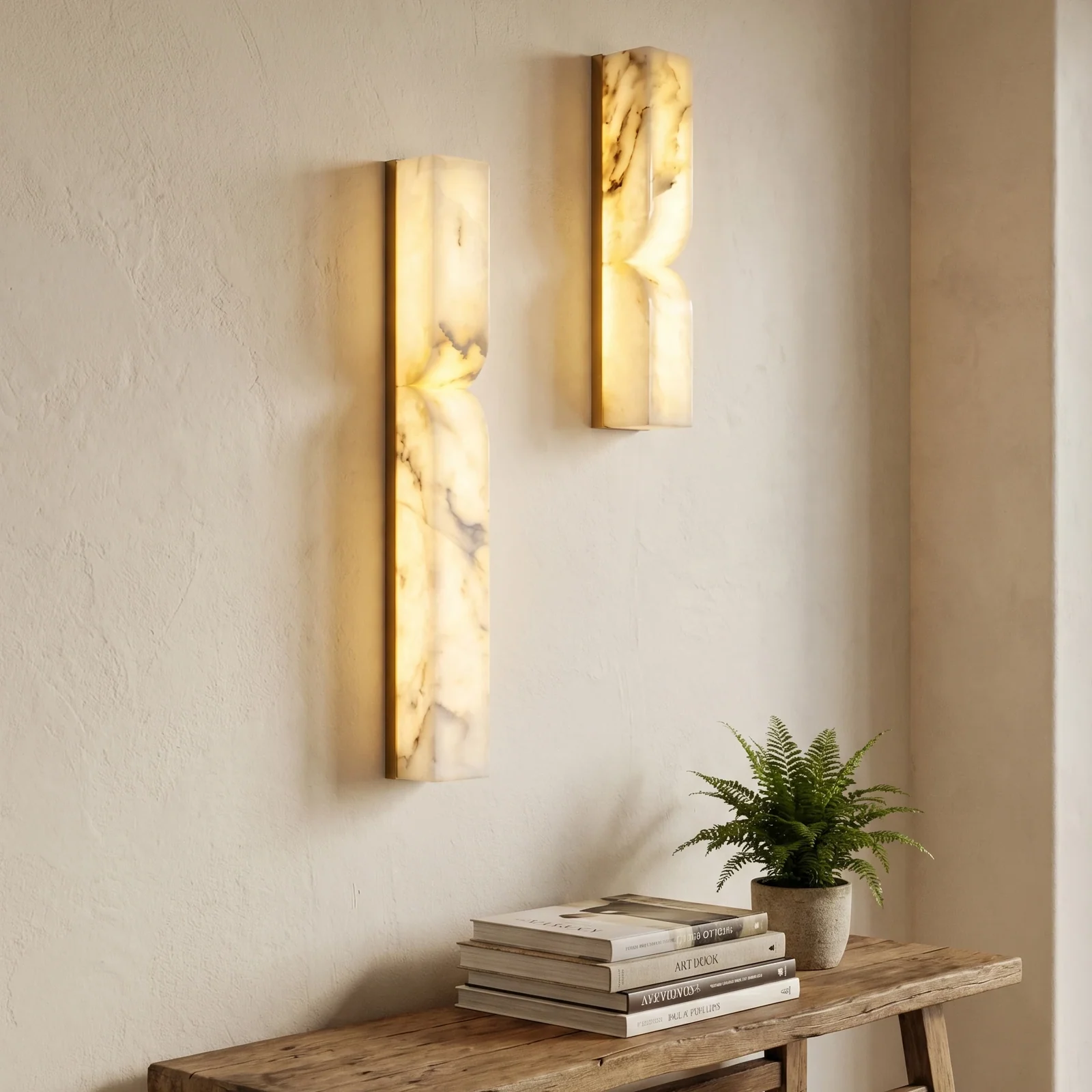 Vertical Alabaster Fluted Wall Sconce detail