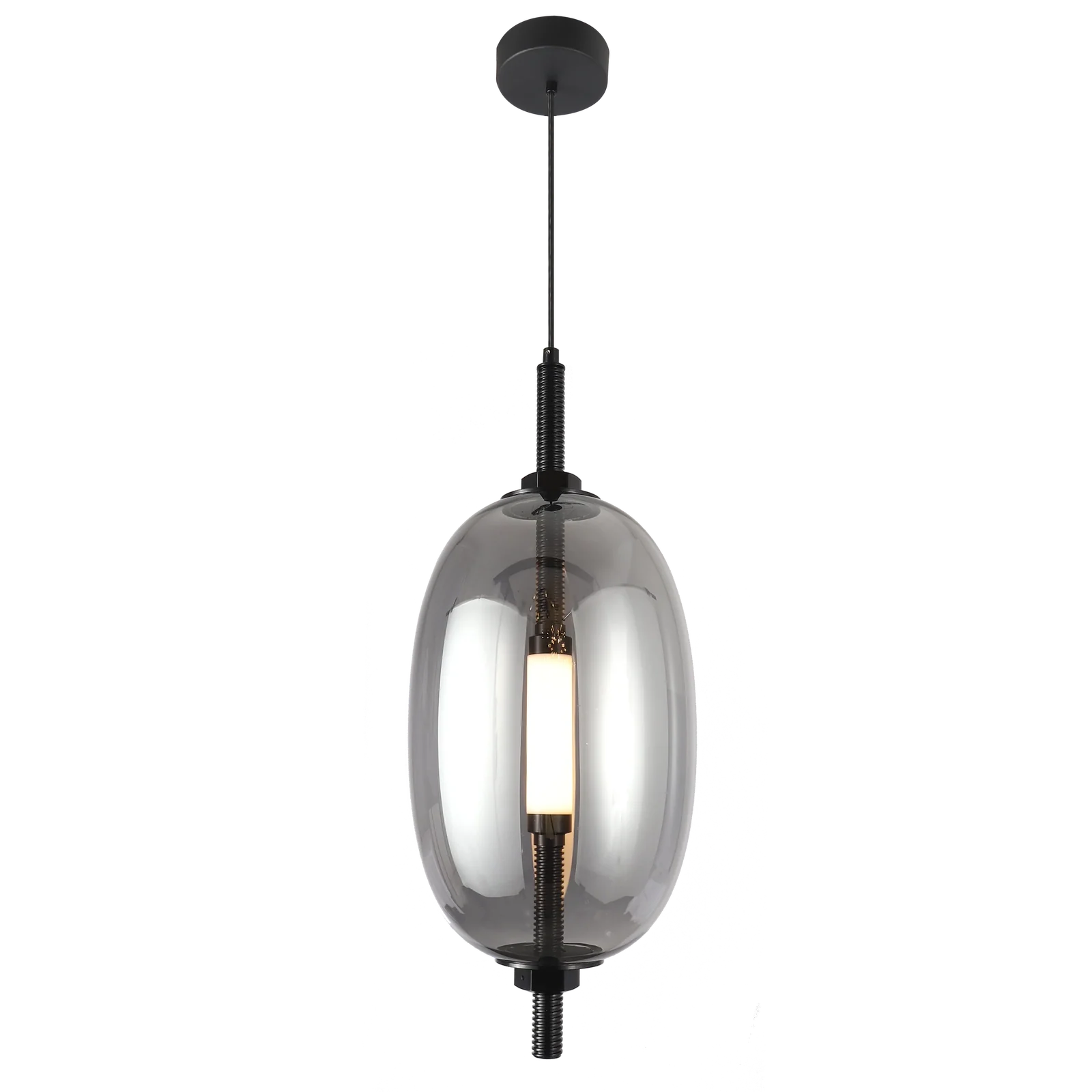 Oval Glass Shade with Center LED Pendant Light detail