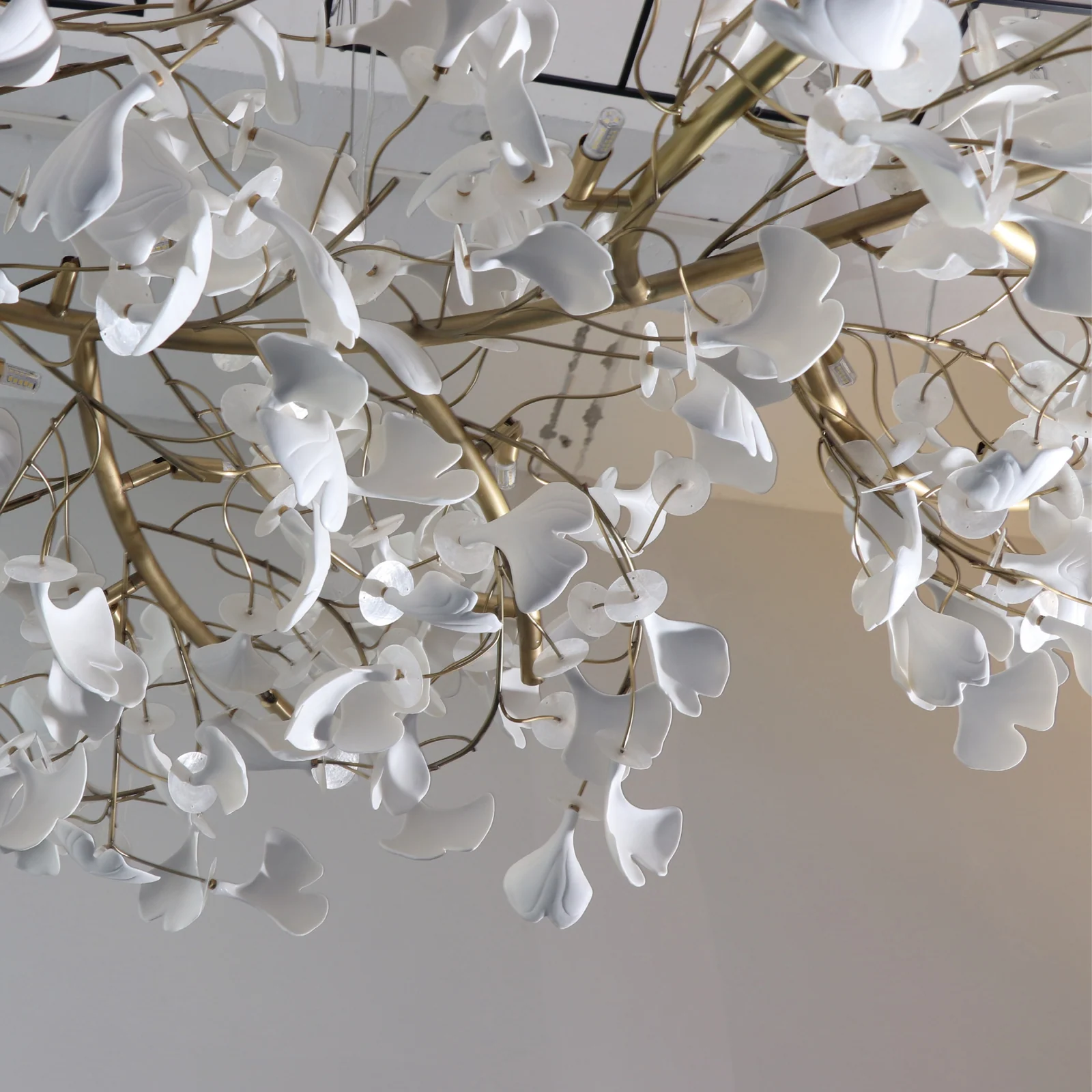 Custom Linear Leaf Chandelier for Villa Projects project view