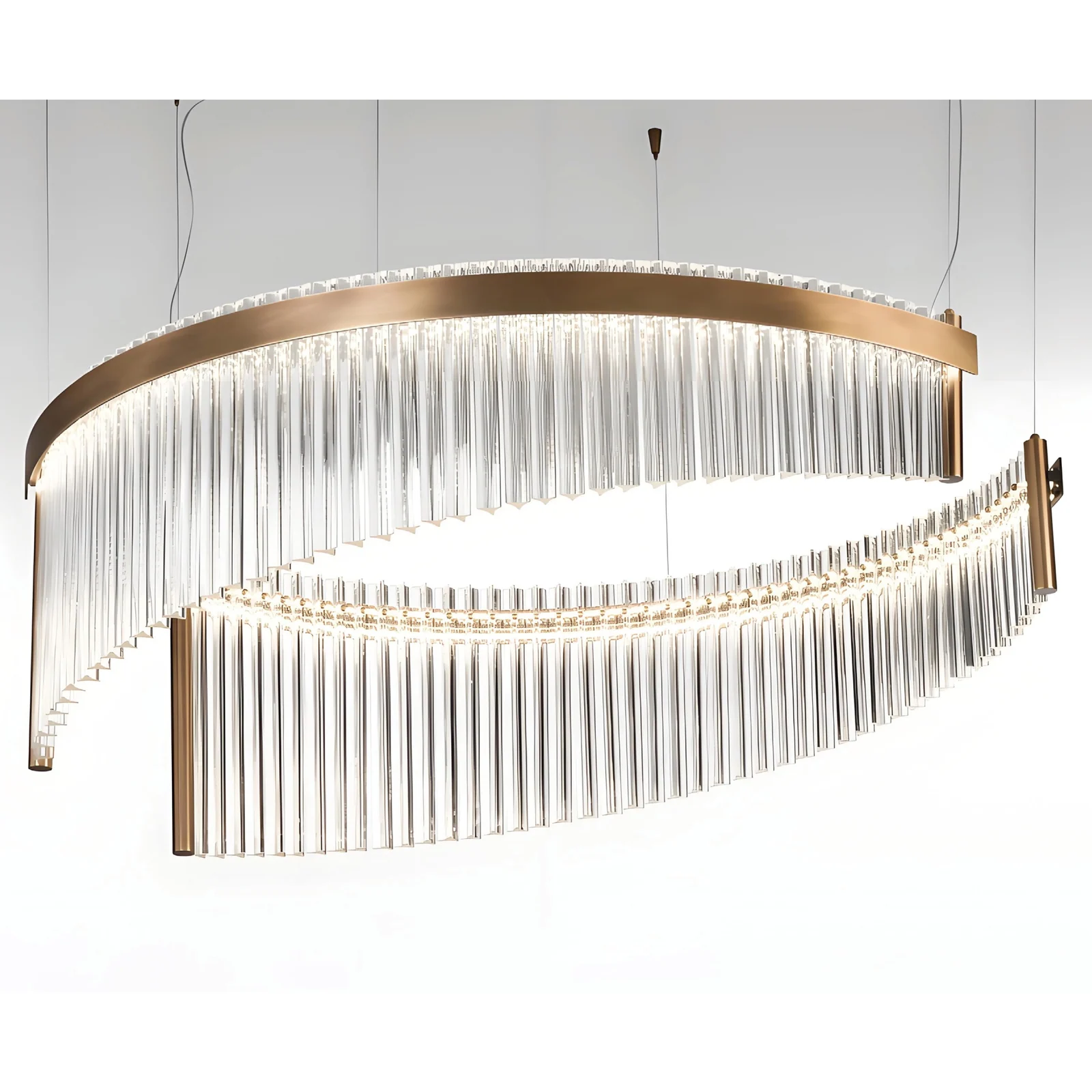 High-End Hospitality Lighting Manufacturer Custom Staggered Glass Rod Chandelier for Luxury Clubs project view