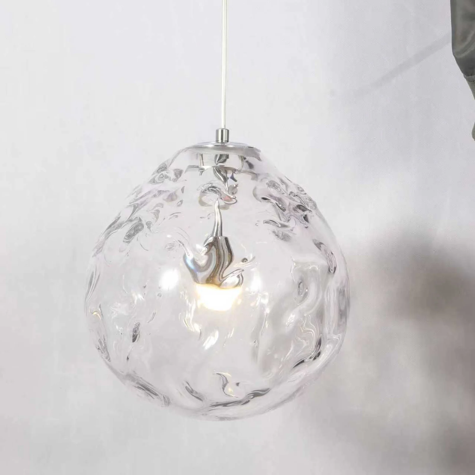 Bespoke Multi-Drop Glass Orb Chandelier for High Ceilings project view