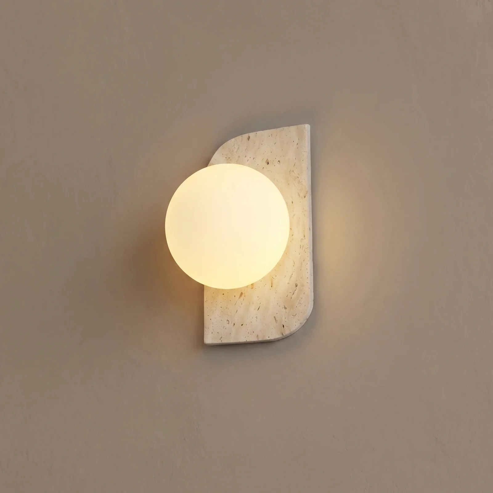 Travertine Globe Wall Lamp detail