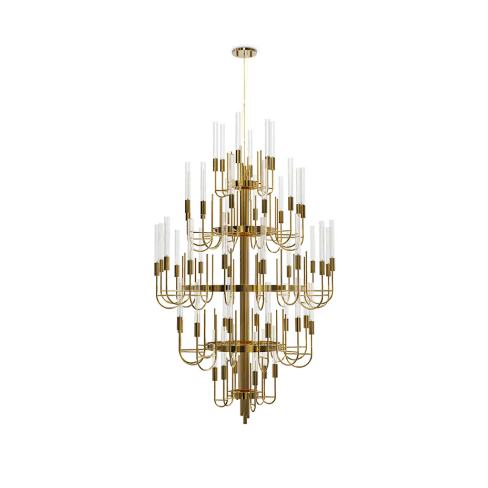 Bespoke Multi-Tier Brass & Glass Candle Chandelier for Luxury Hotel Lobby Projects project view