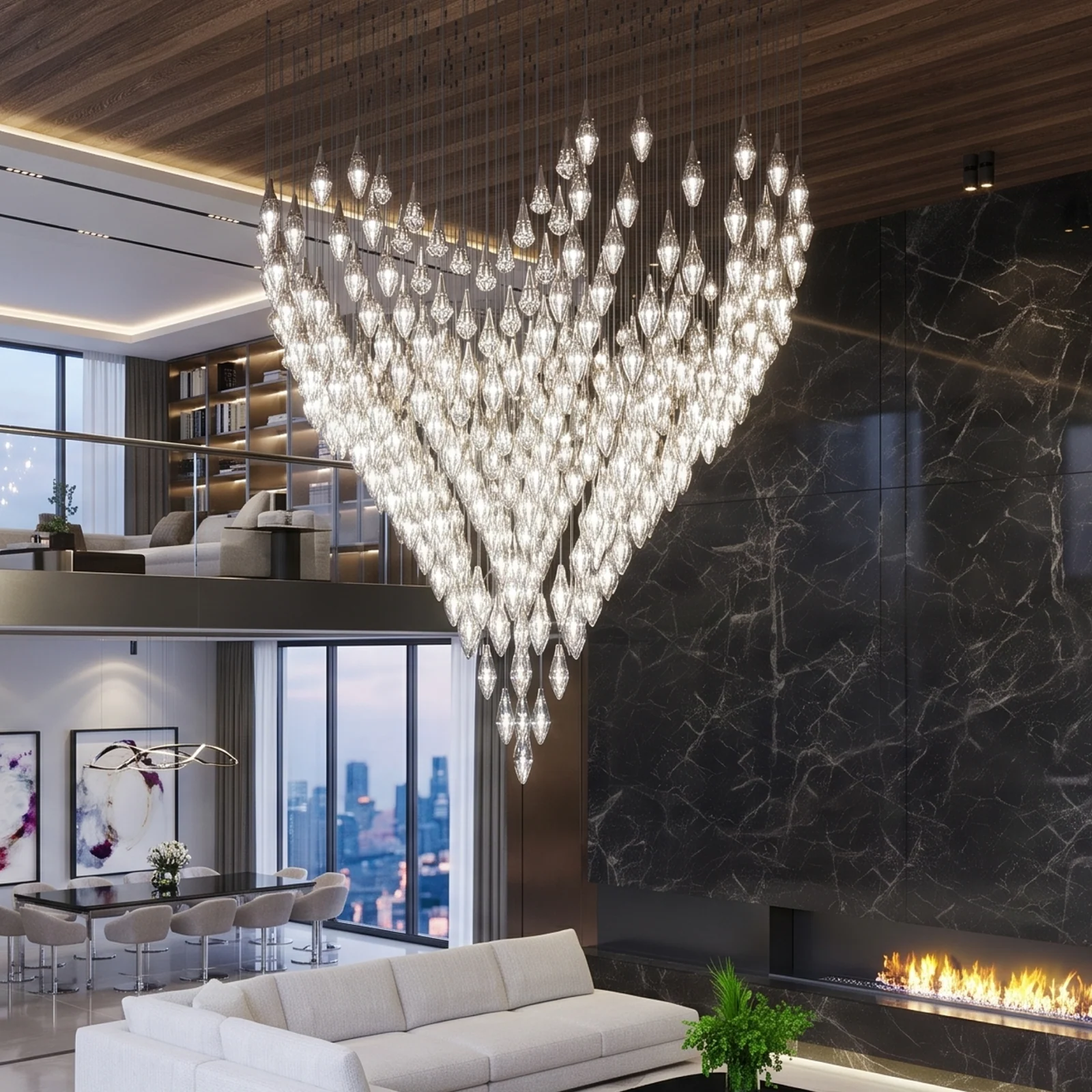 Custom Oversized Crystal Tear-Drop Chandelier for Luxury Living Rooms
