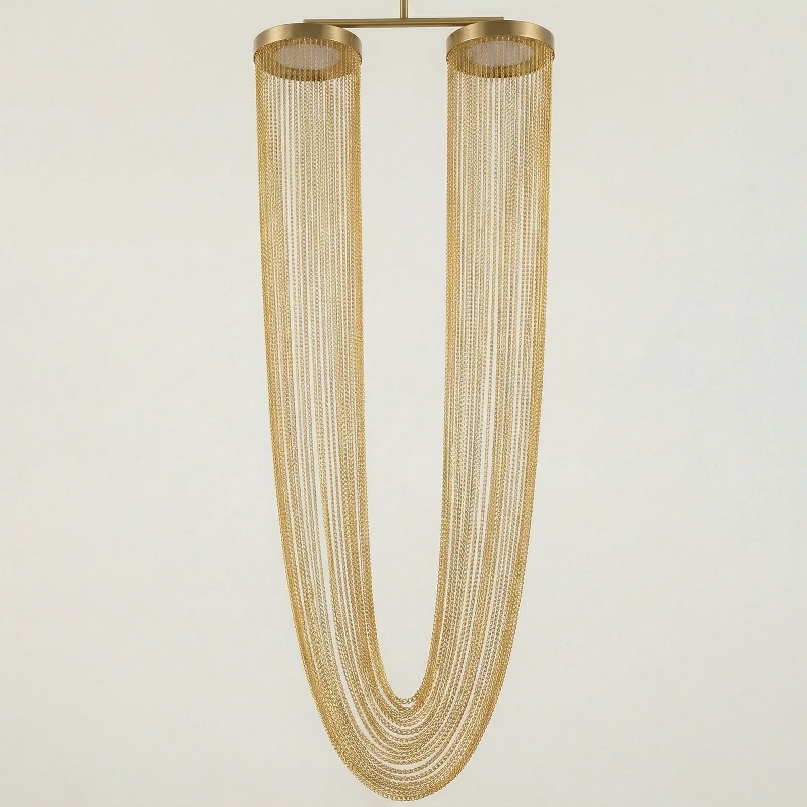U‑Shaped Metal Chain Custom Chandelier Real Project Case | Bespoke Lighting for Luxury Villa Double‑Height Foyer & Hotel Lobby project view