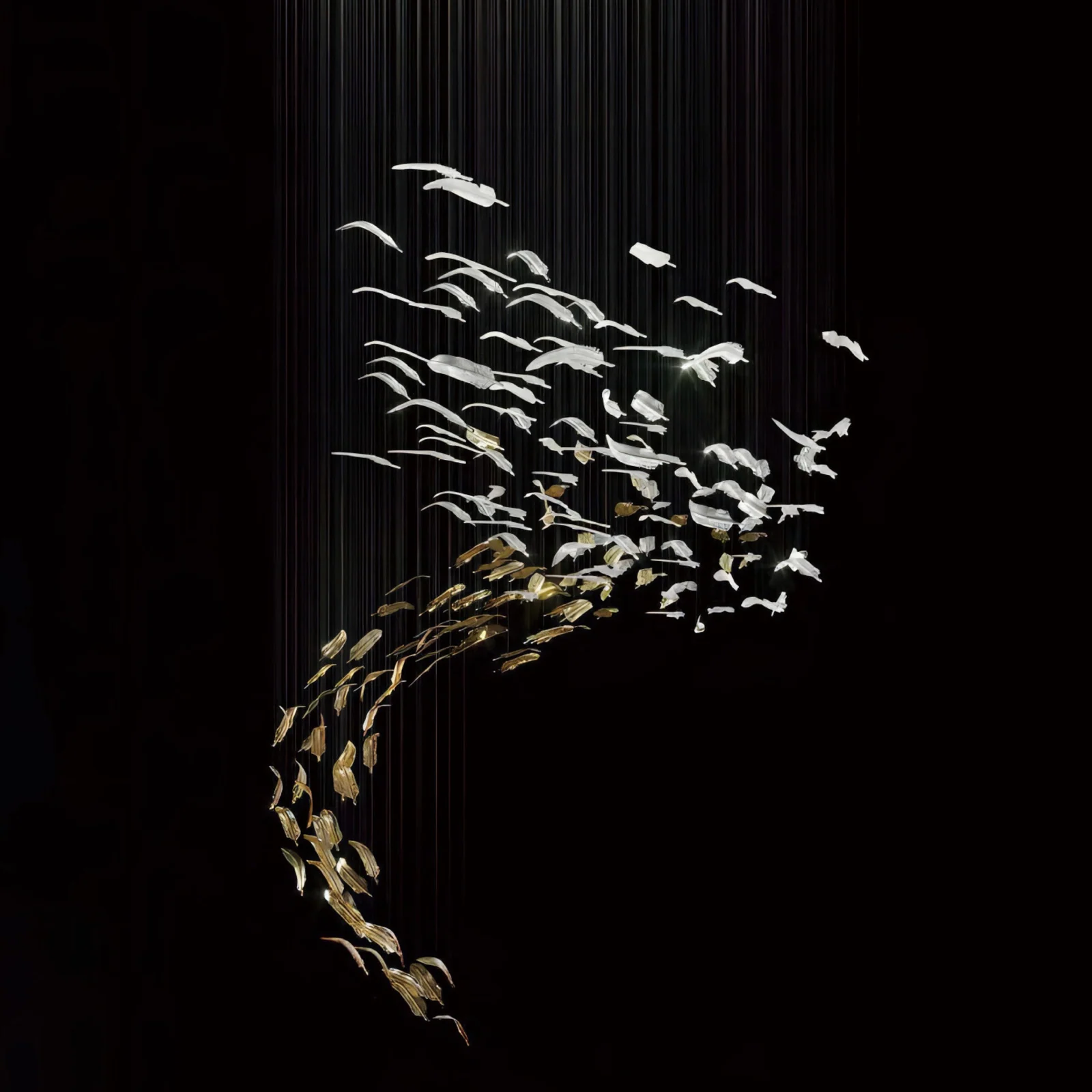 Bespoke Cascading Art Glass Chandelier for Luxury Living Rooms project view