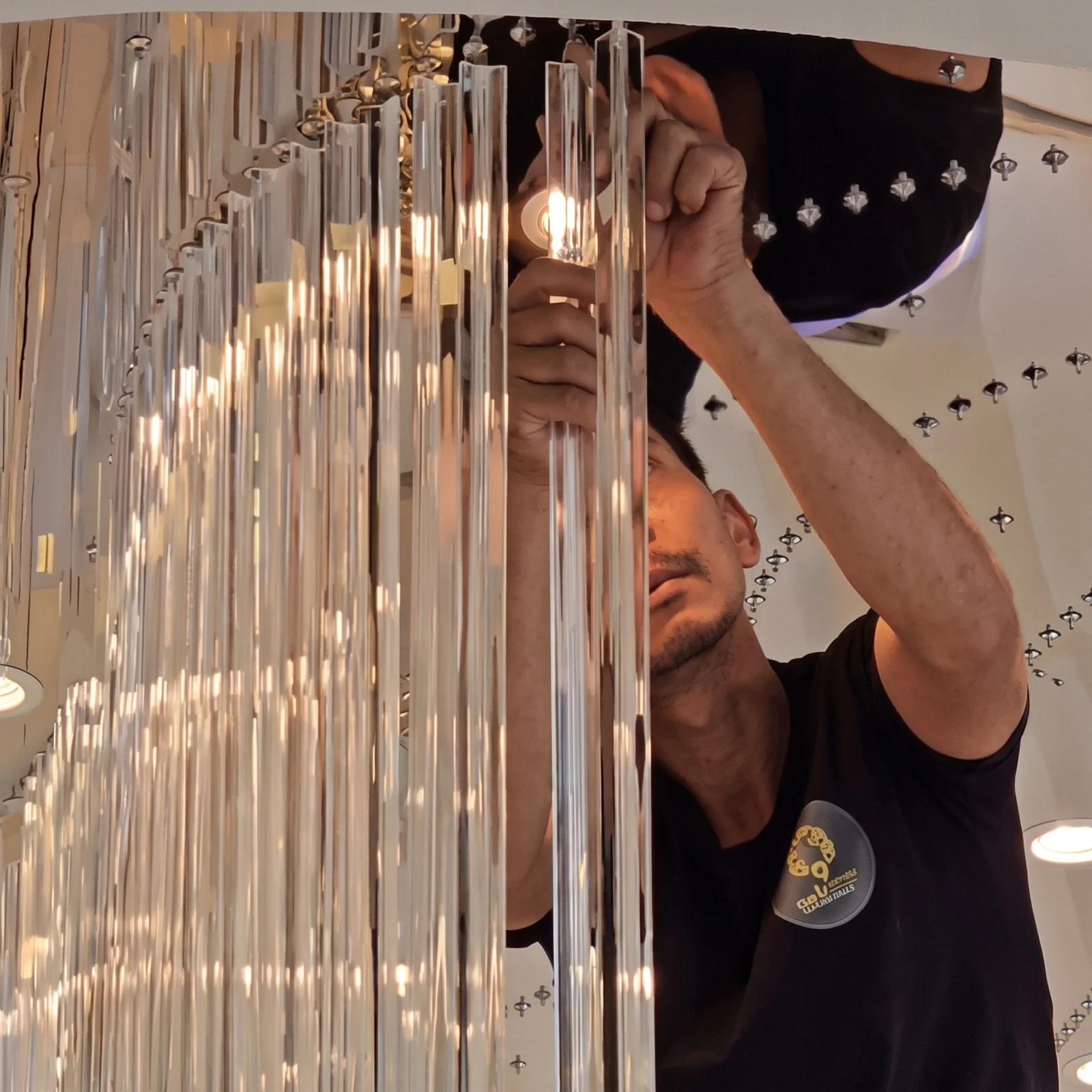Bespoke Botanical Art Chandelier for High Ceilings project view
