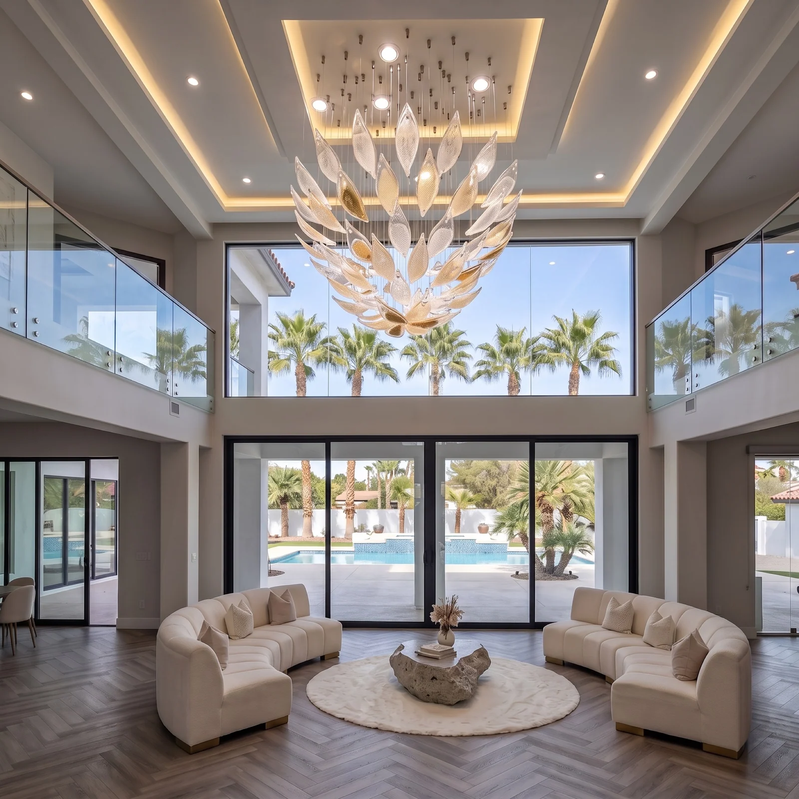 Bespoke Statement Glass Pendant Light for High-Ceiling Foyers