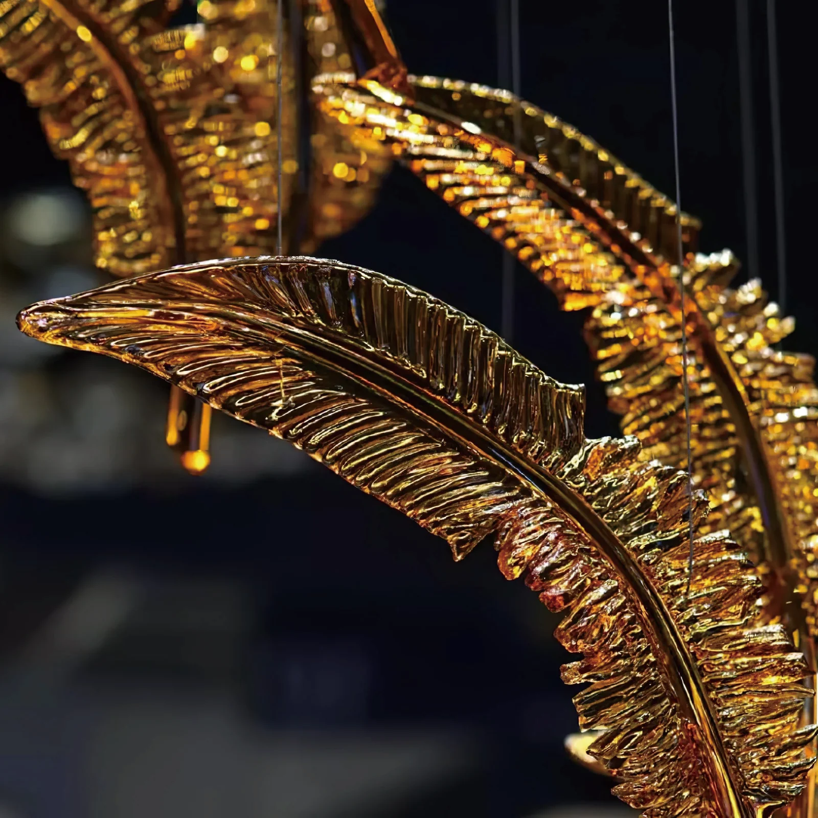 Bespoke Cascading Art Glass Chandelier for Luxury Living Rooms project view