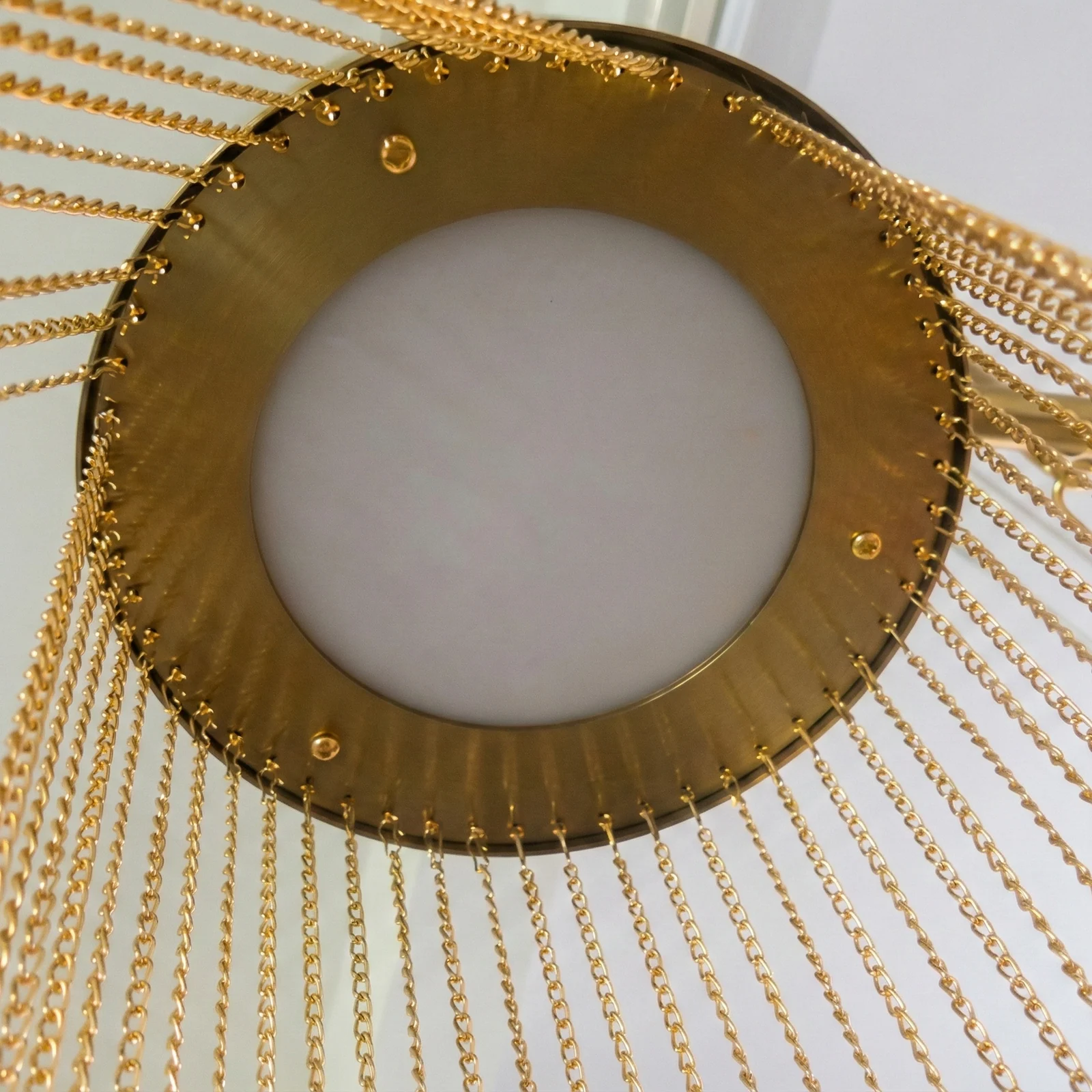 U‑Shaped Metal Chain Custom Chandelier Real Project Case | Bespoke Lighting for Luxury Villa Double‑Height Foyer & Hotel Lobby project view