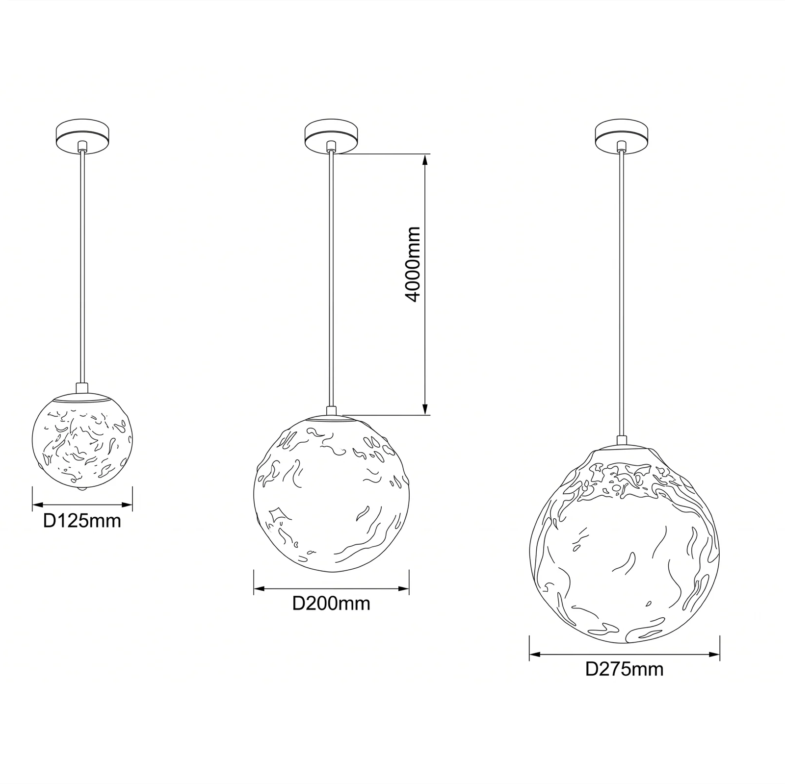 Bespoke Multi-Drop Glass Orb Chandelier for High Ceilings project view