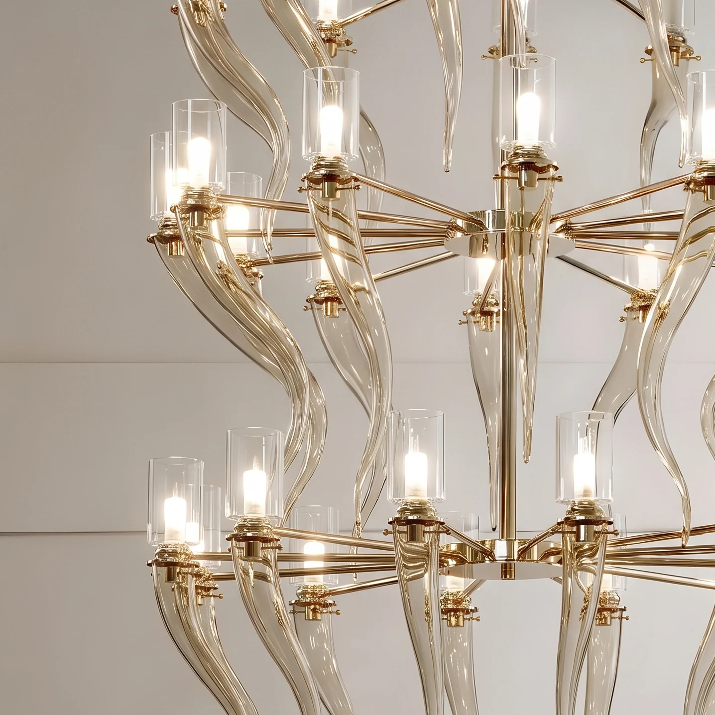 Classic Gold Glass Chandelier project view