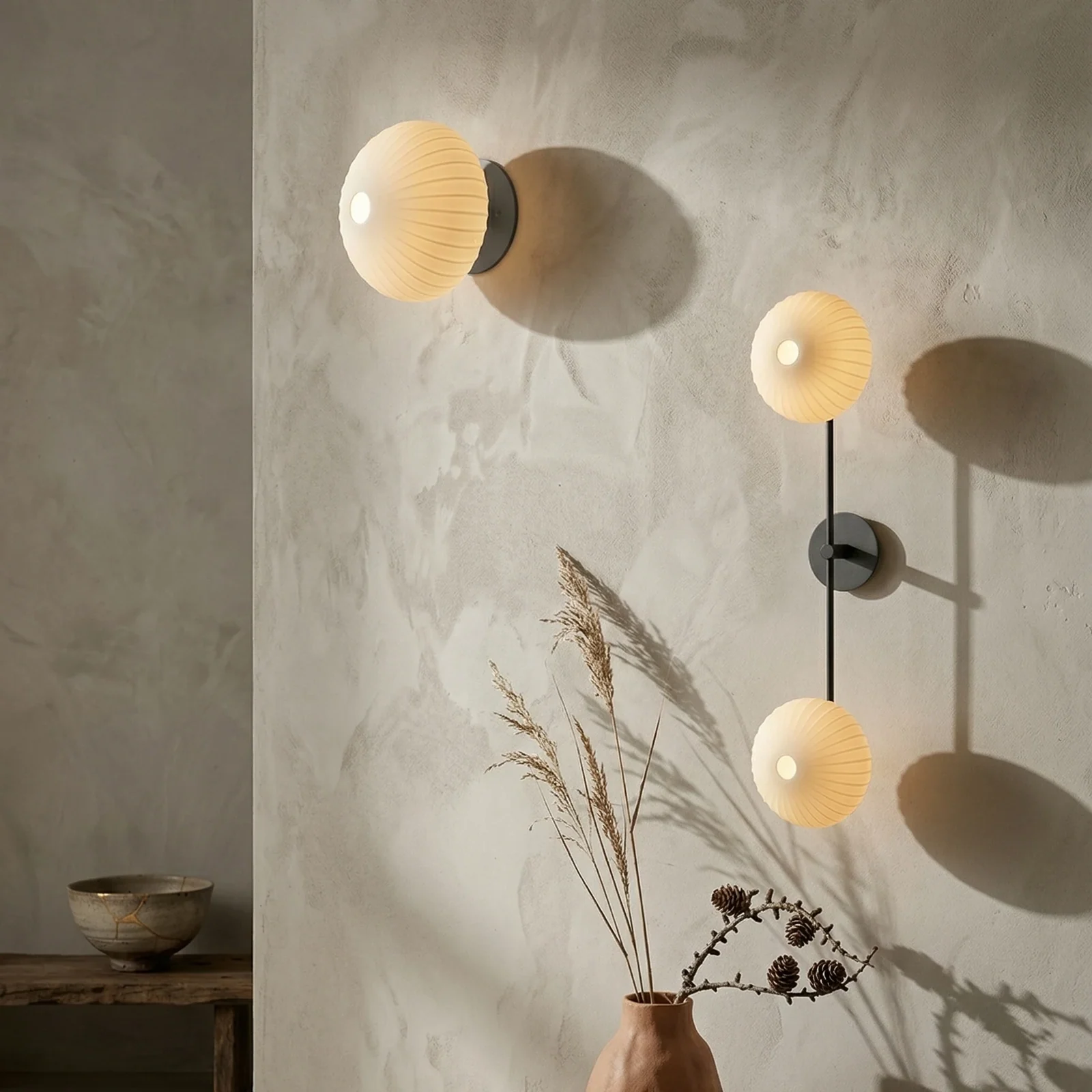 Vintage Pleated Globe Wall Sconce detail