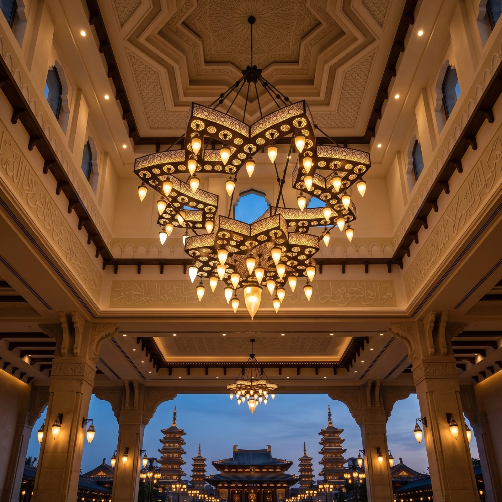 Custom Lighting Manufacturer  Bespoke Large Star Mosque Chandelier for Islamic Projects