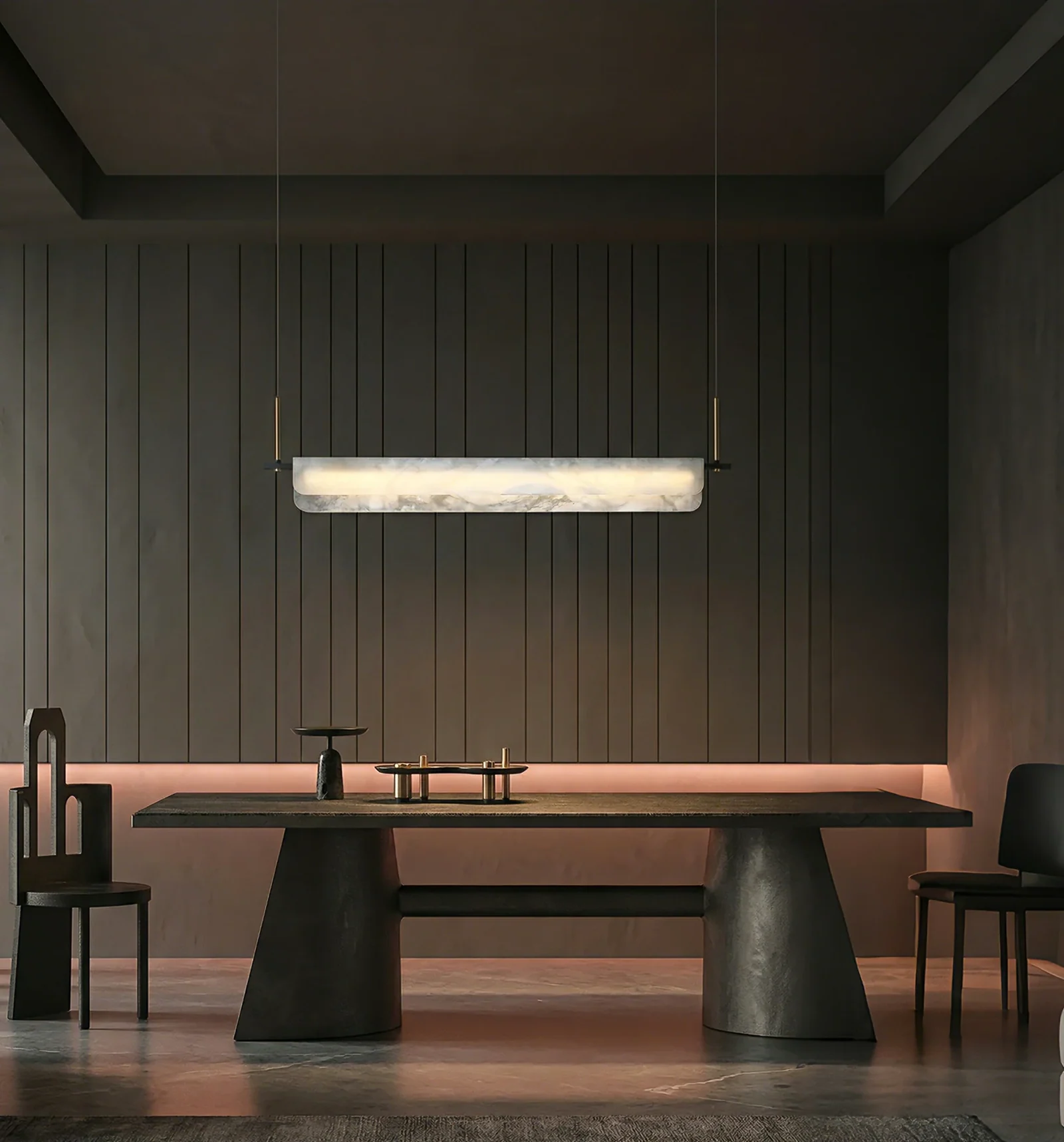 Alabaster Half-Tube Pendant Light detail