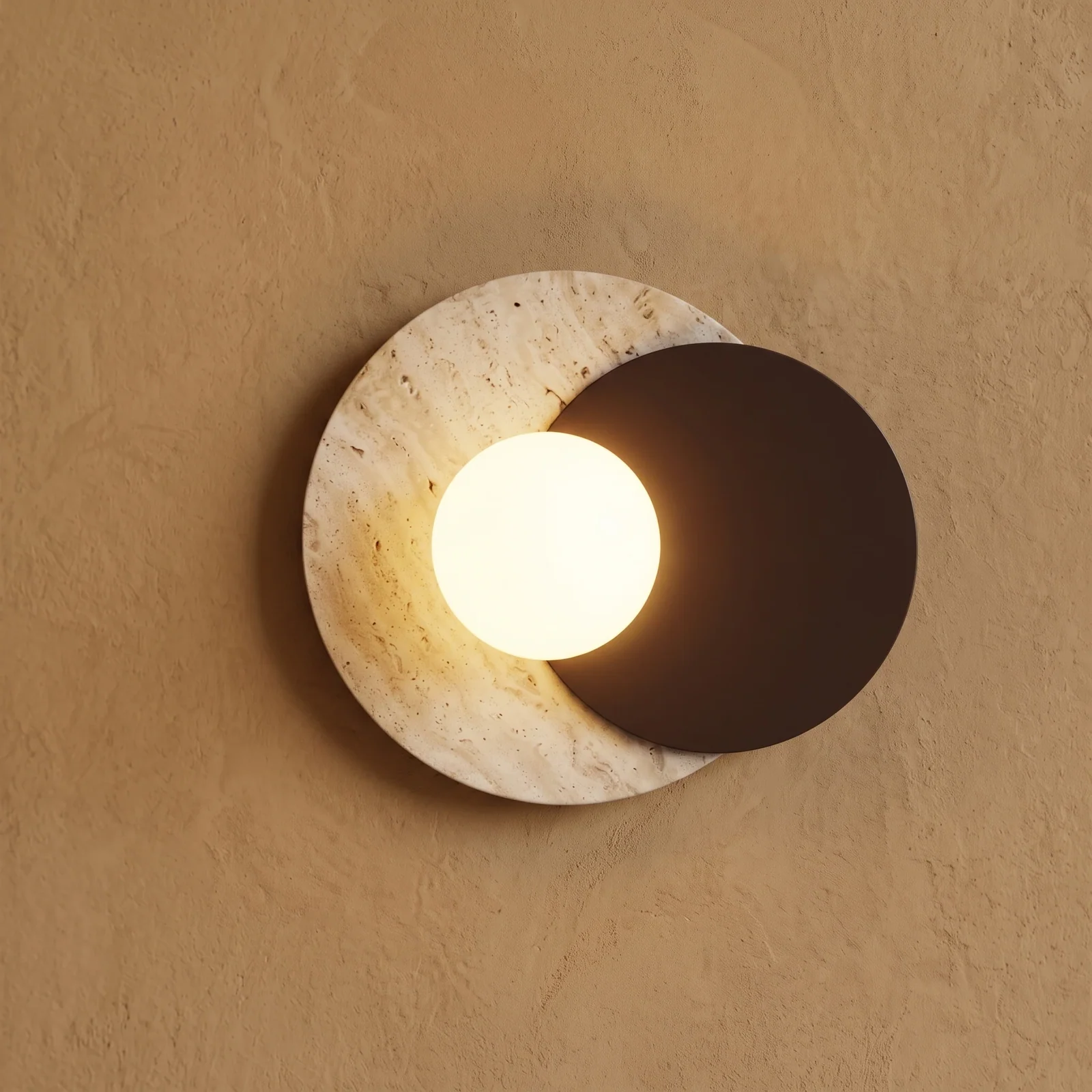 round-travertine-stone-wall-lamp detail