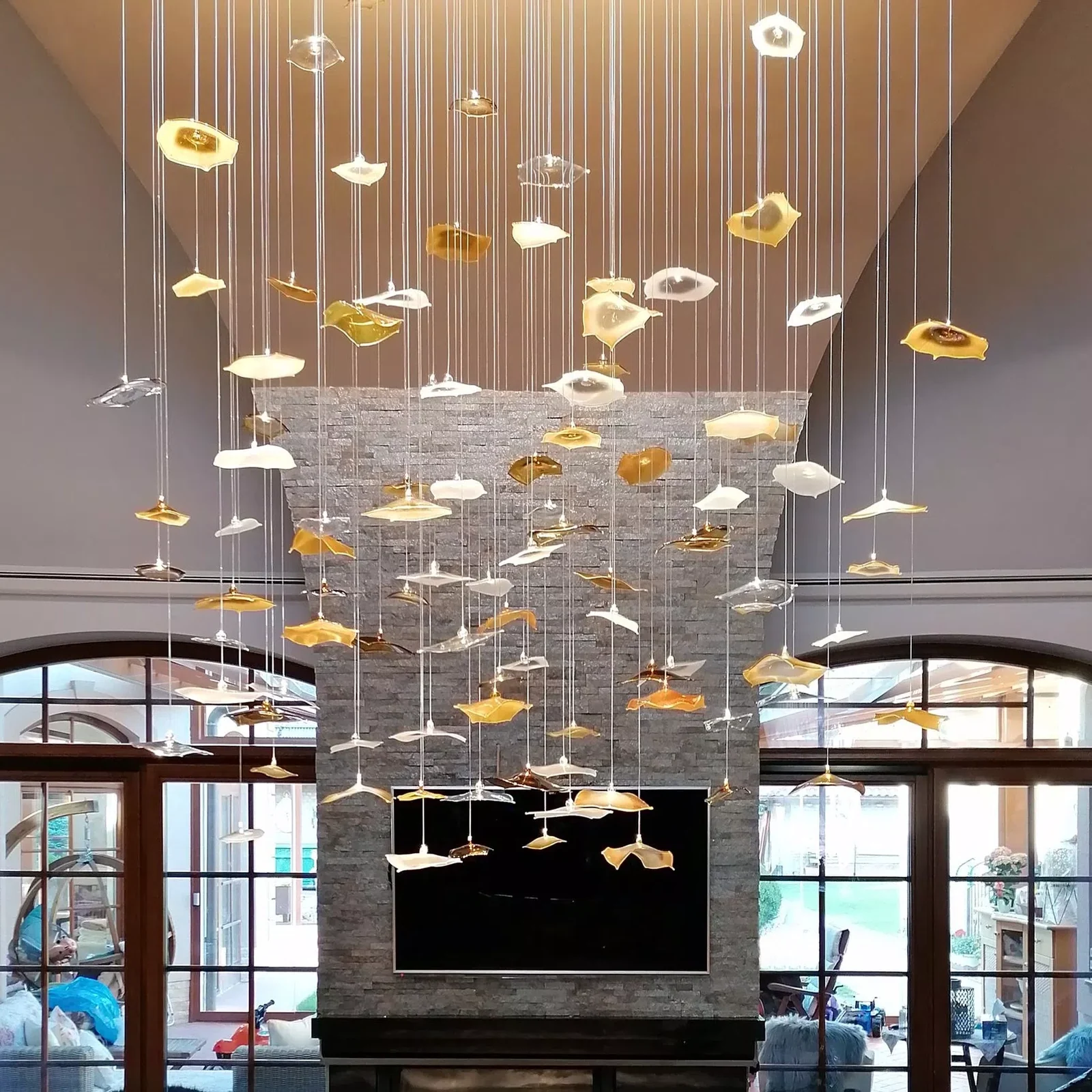 Cambodia Leaf Chandelier project view