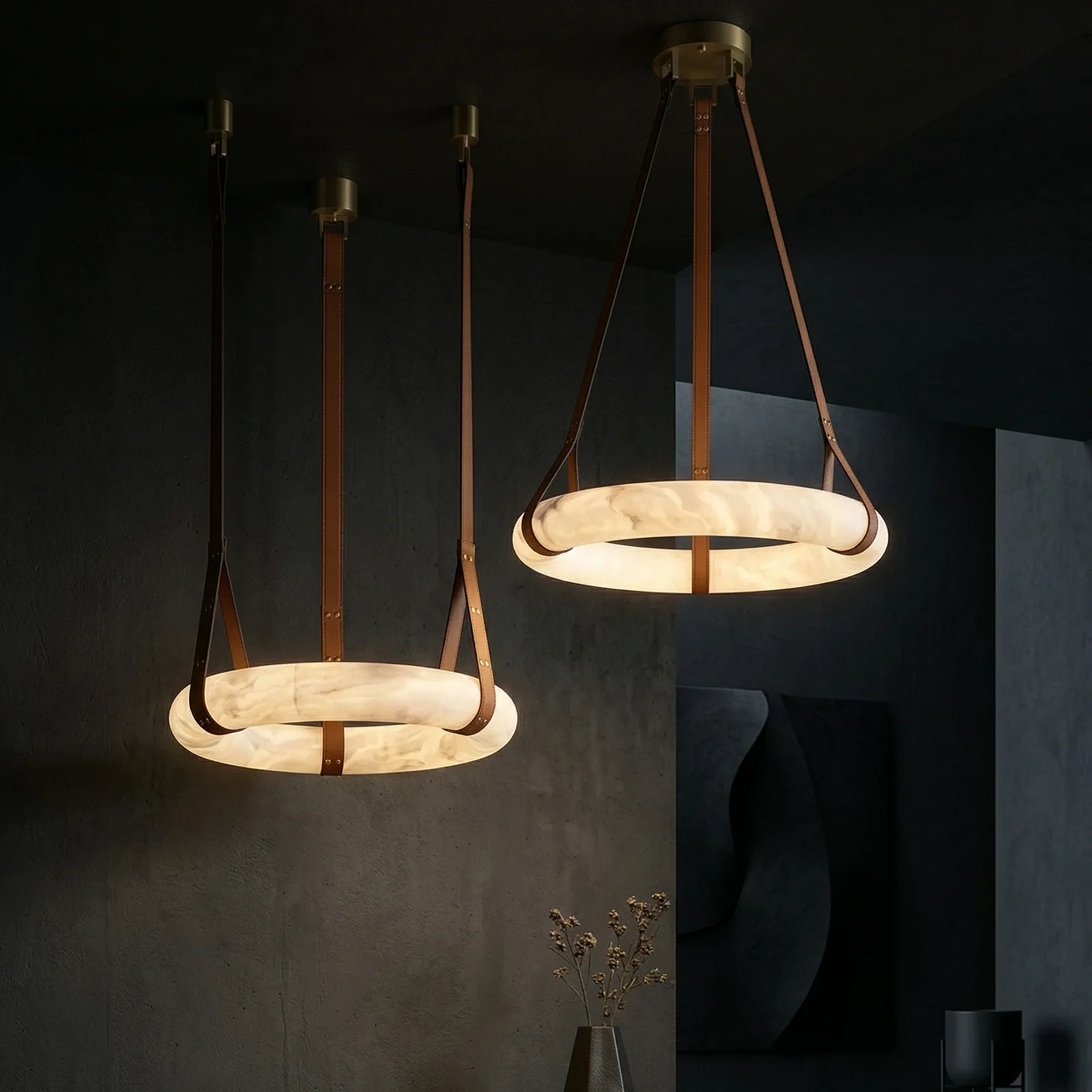 Alabaster Round Ring Pendant Light detail