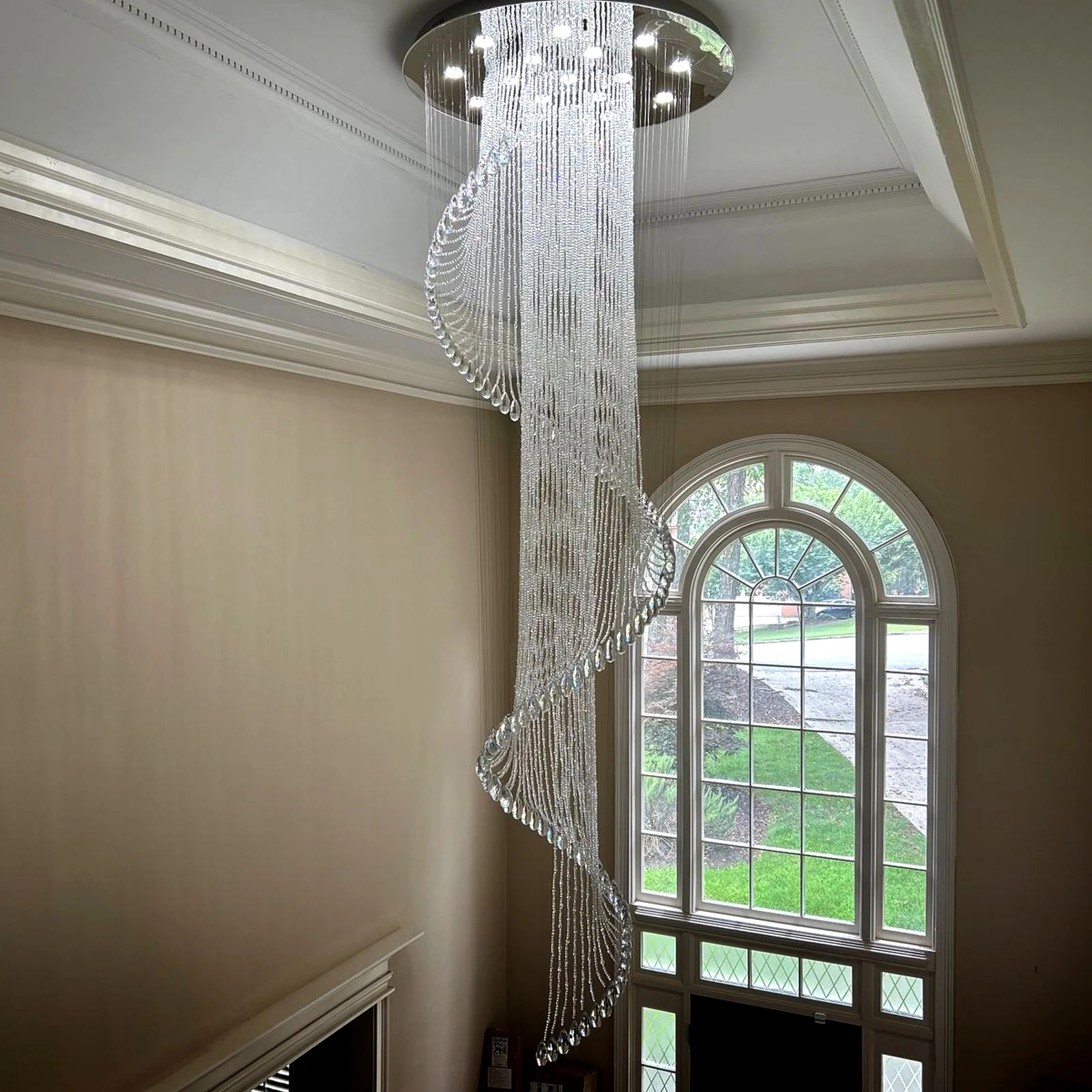 Bespoke High-Ceiling Crystal Chandelier