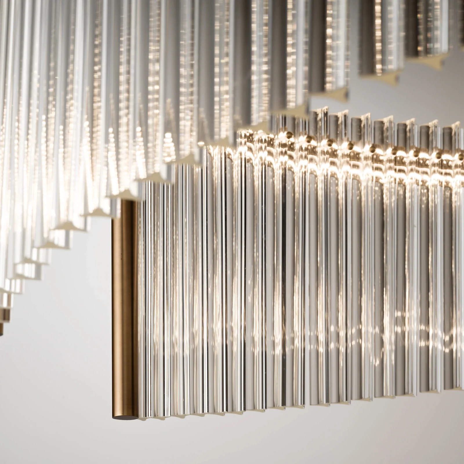 High-End Hospitality Lighting Manufacturer Custom Staggered Glass Rod Chandelier for Luxury Clubs project view