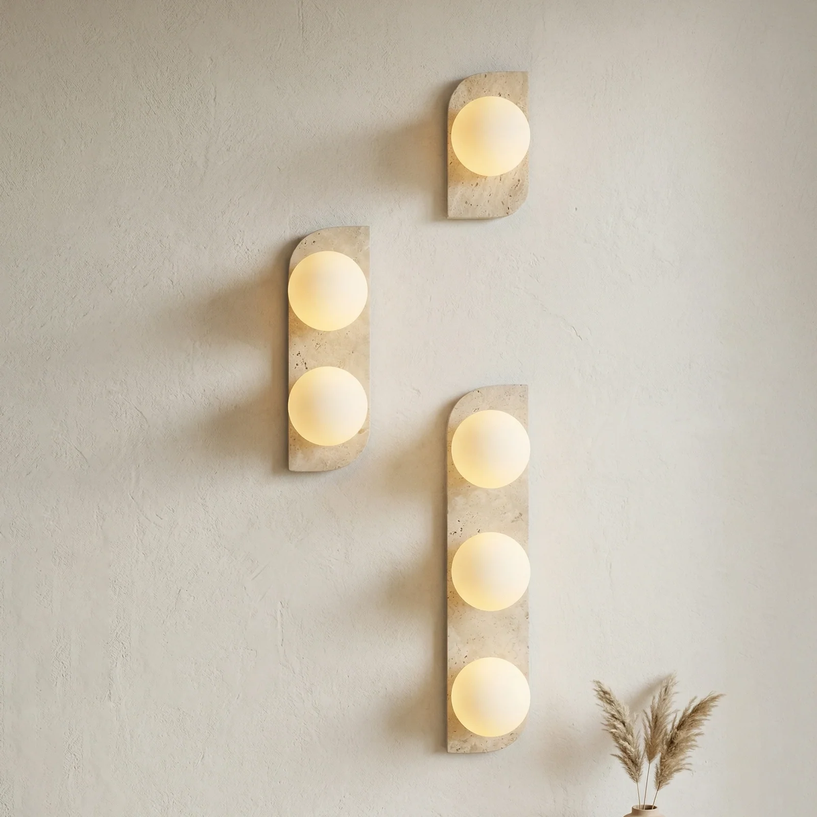 Travertine Globe Wall Lamp detail