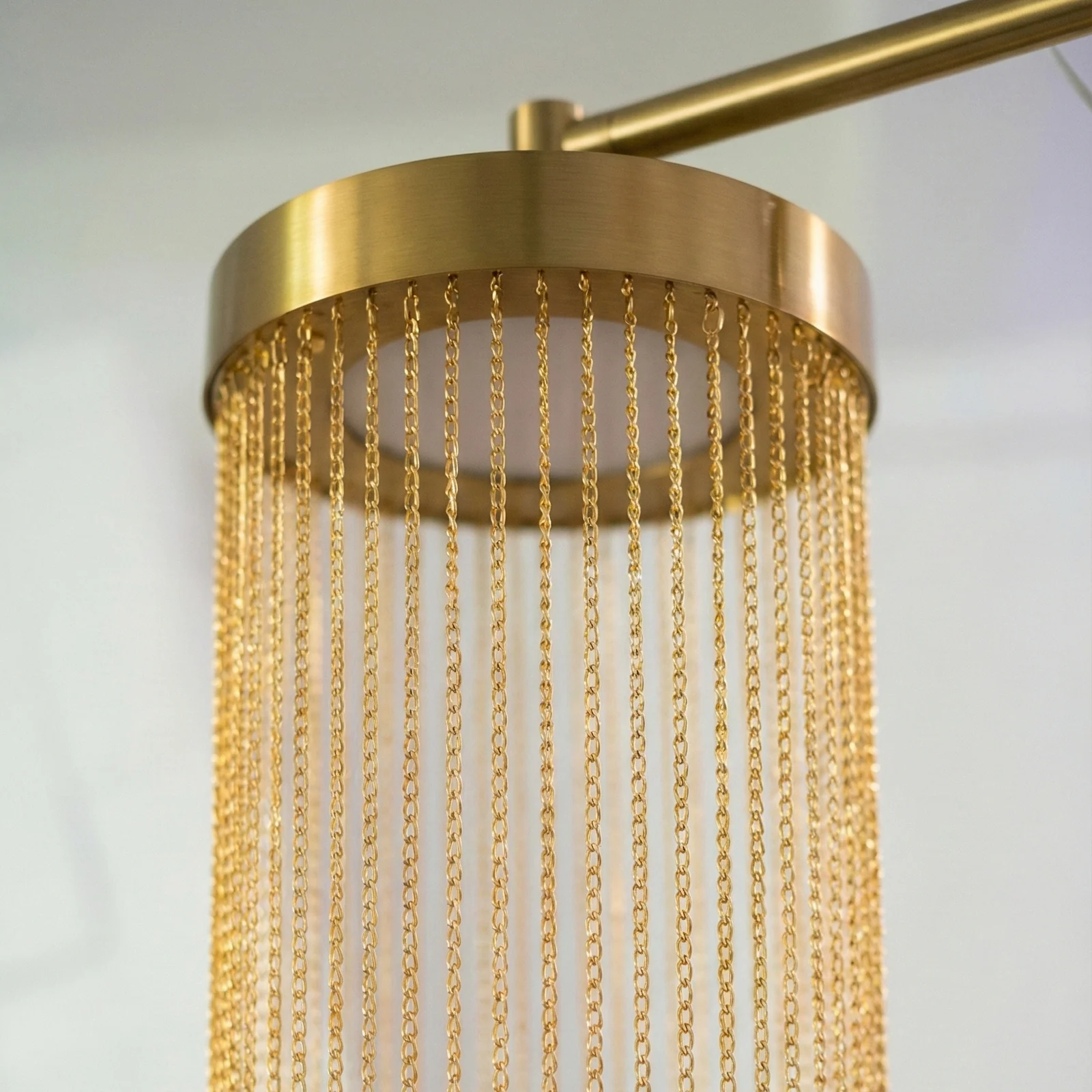 U‑Shaped Metal Chain Custom Chandelier Real Project Case | Bespoke Lighting for Luxury Villa Double‑Height Foyer & Hotel Lobby project view