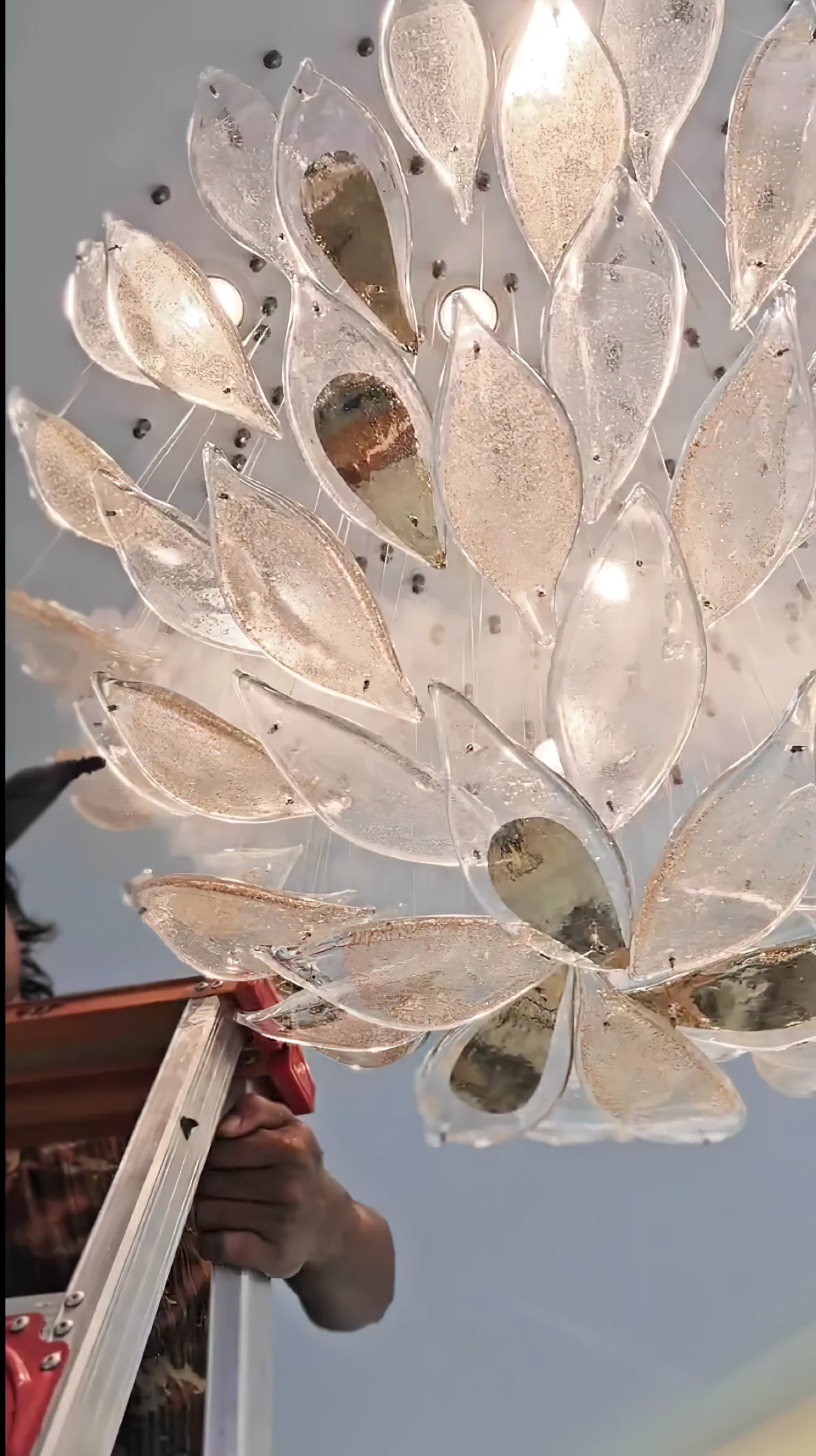 Bespoke Statement Glass Pendant Light for High-Ceiling Foyers project view