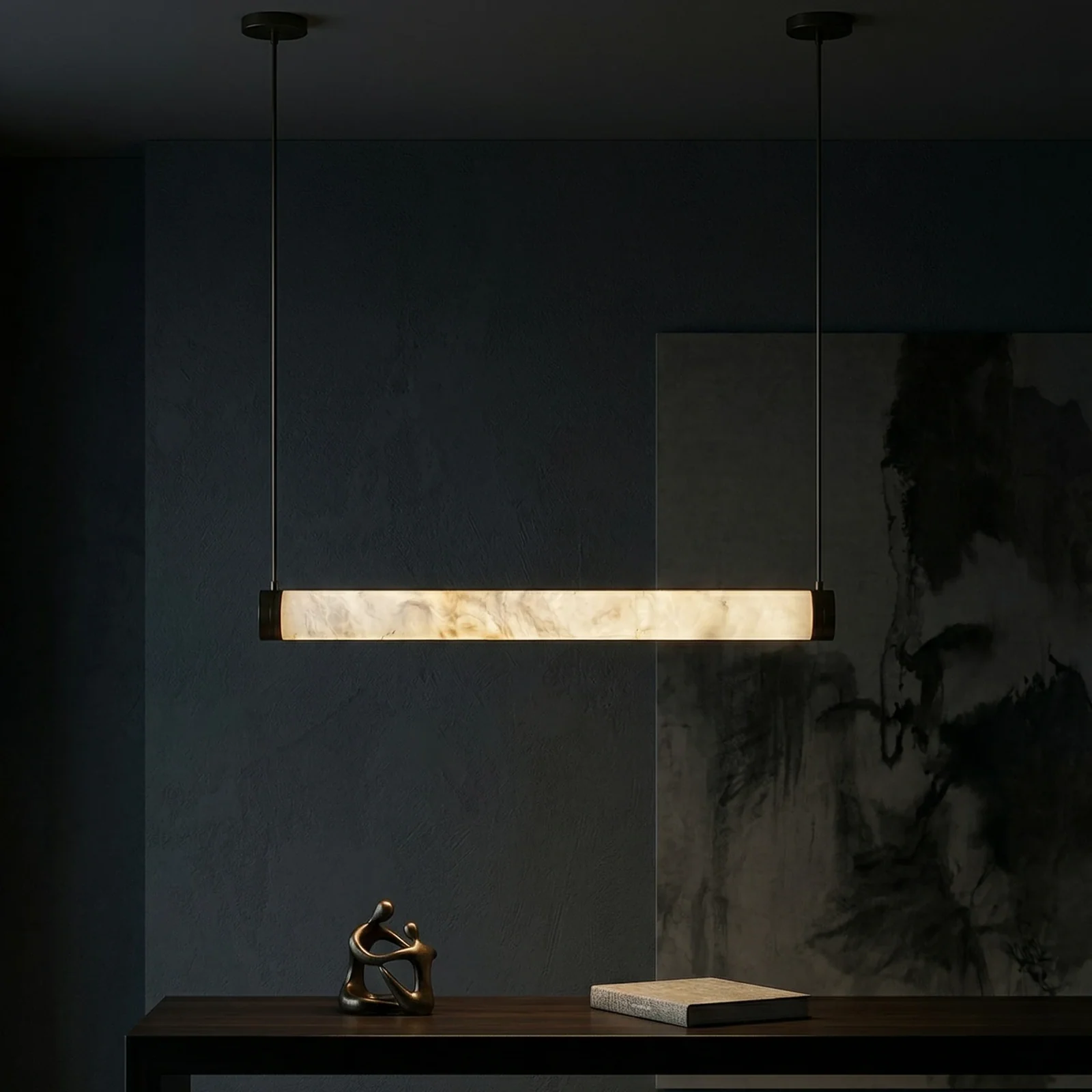 Alabaster Linear Tube Pendant Light detail