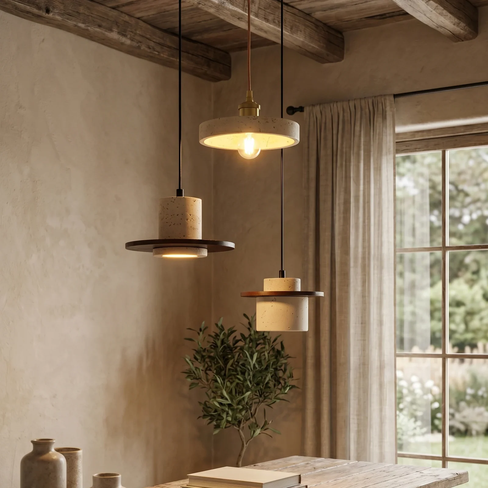 Travertine Pendant Light detail
