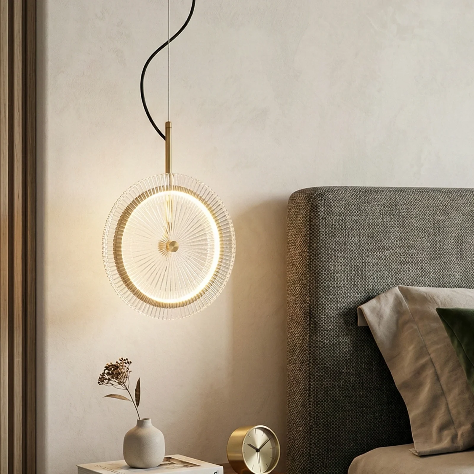Pleated Disc Swag Pendant Light Series detail