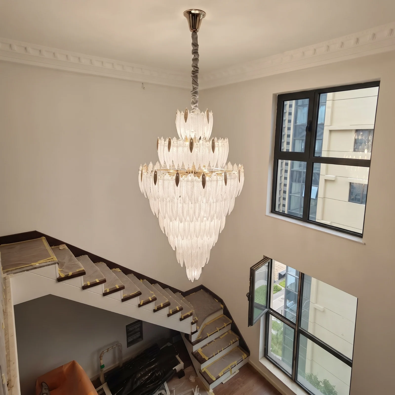 High-End Hospitality Lighting Manufacturer Large-Scale Custom Crystal Chandelier for Hotel Foyers project view