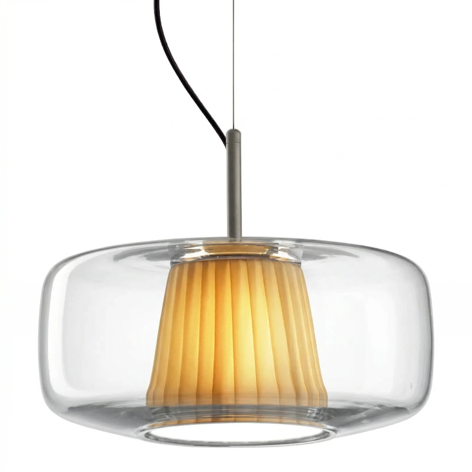 Glass Shade with Pleated Core Pendant Light detail