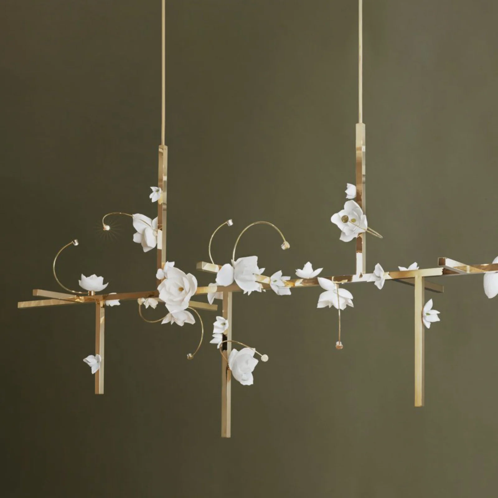 Bespoke Floral Linear Chandelier for Dining Room project view