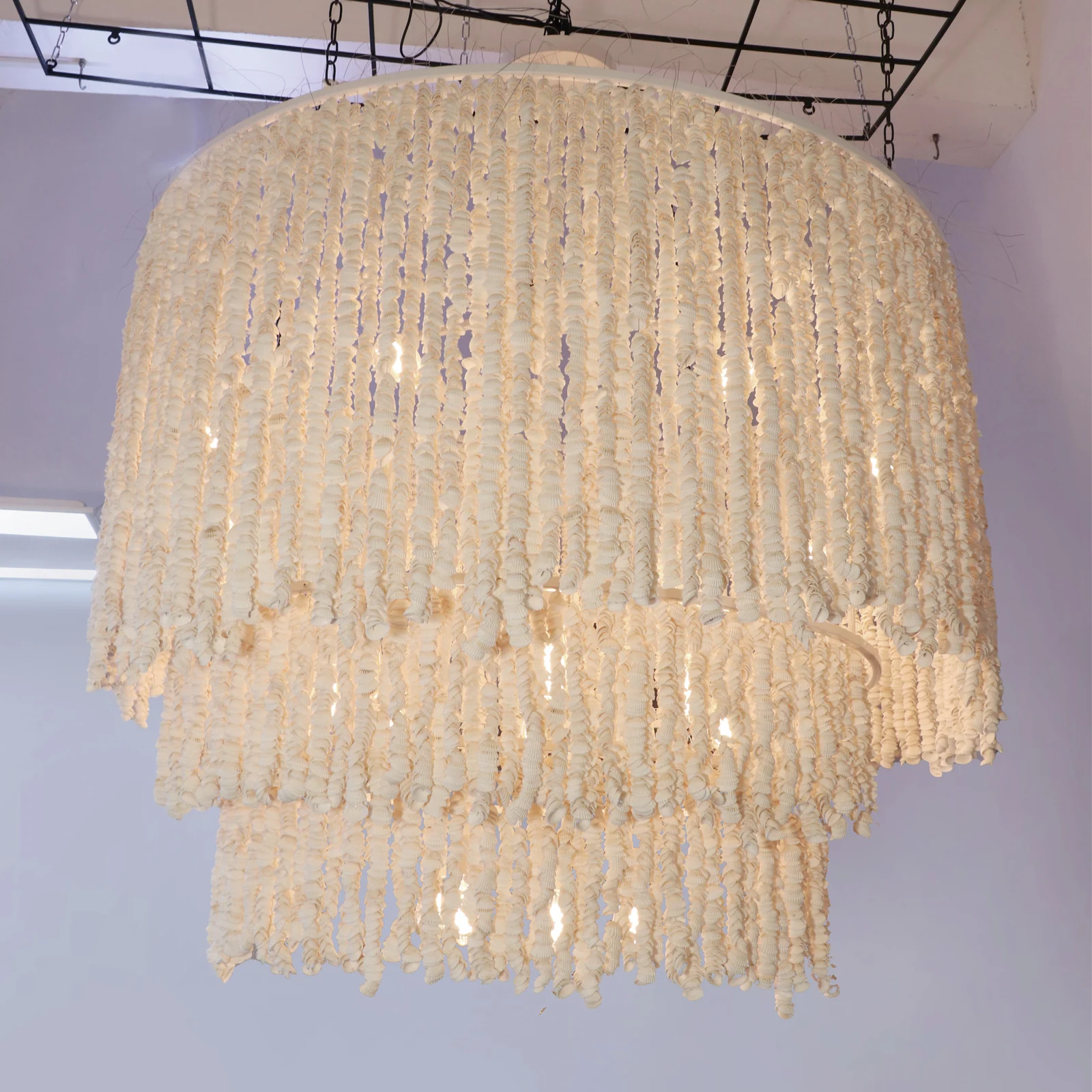 Giant Shell Custom Chandelier for Luxury Hotel & Villa Projects | Mauritius Bespoke Shell Statement Lighting project view