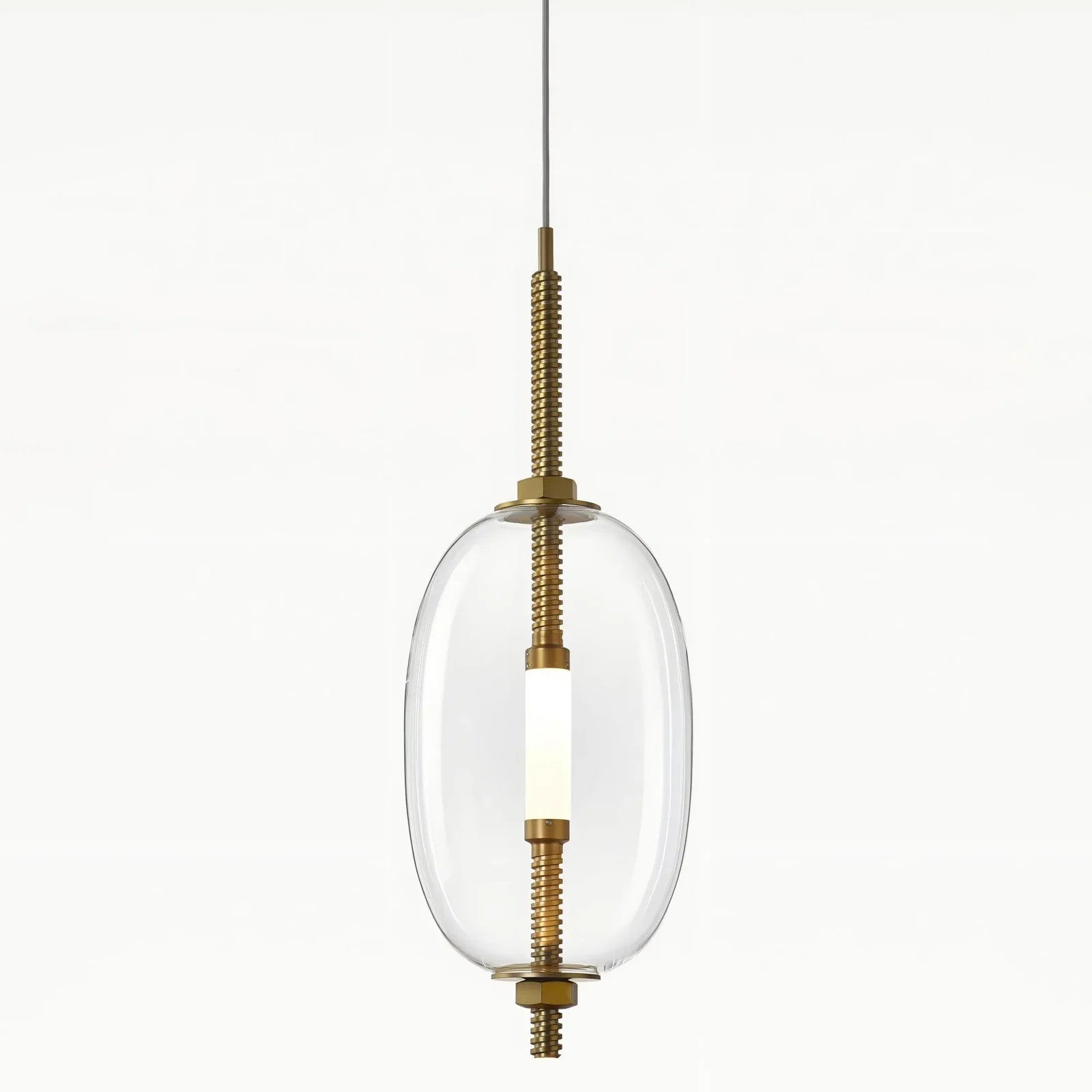 Oval Glass Shade with Center LED Pendant Light detail
