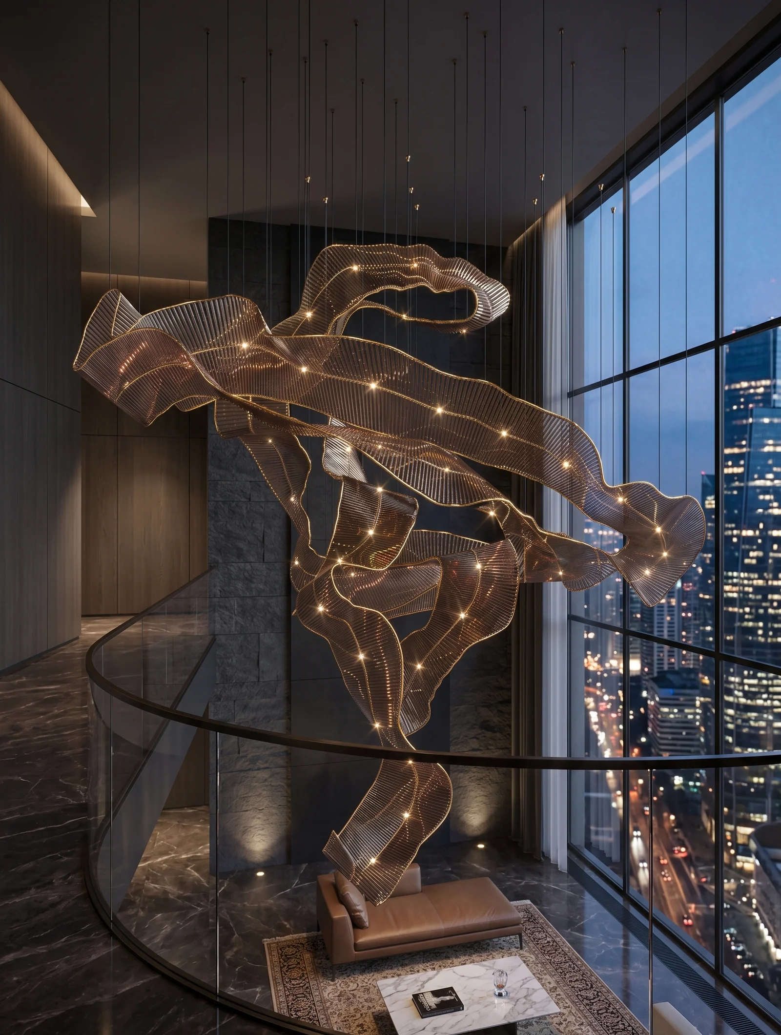 Luxury Alabaster Custom Lighting Dubai, UAE, Qatar, Kuwait | Grand Hotel & Palace Villa Bespoke Chandeliers project view