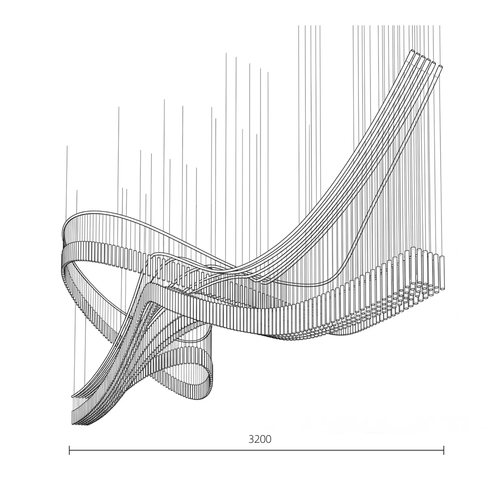 Bespoke Ribbon Crystal Chandelier for Lobby Projects project view