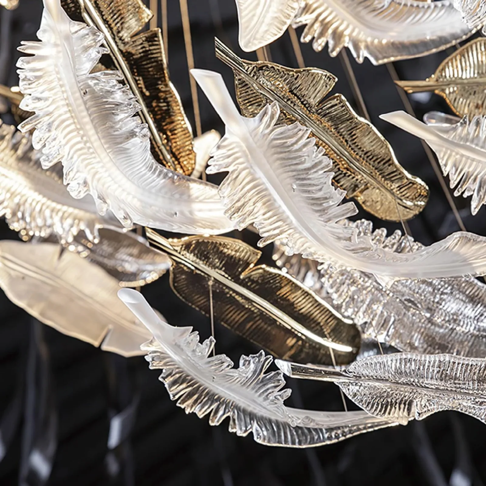 Bespoke Cascading Art Glass Chandelier for Luxury Living Rooms project view