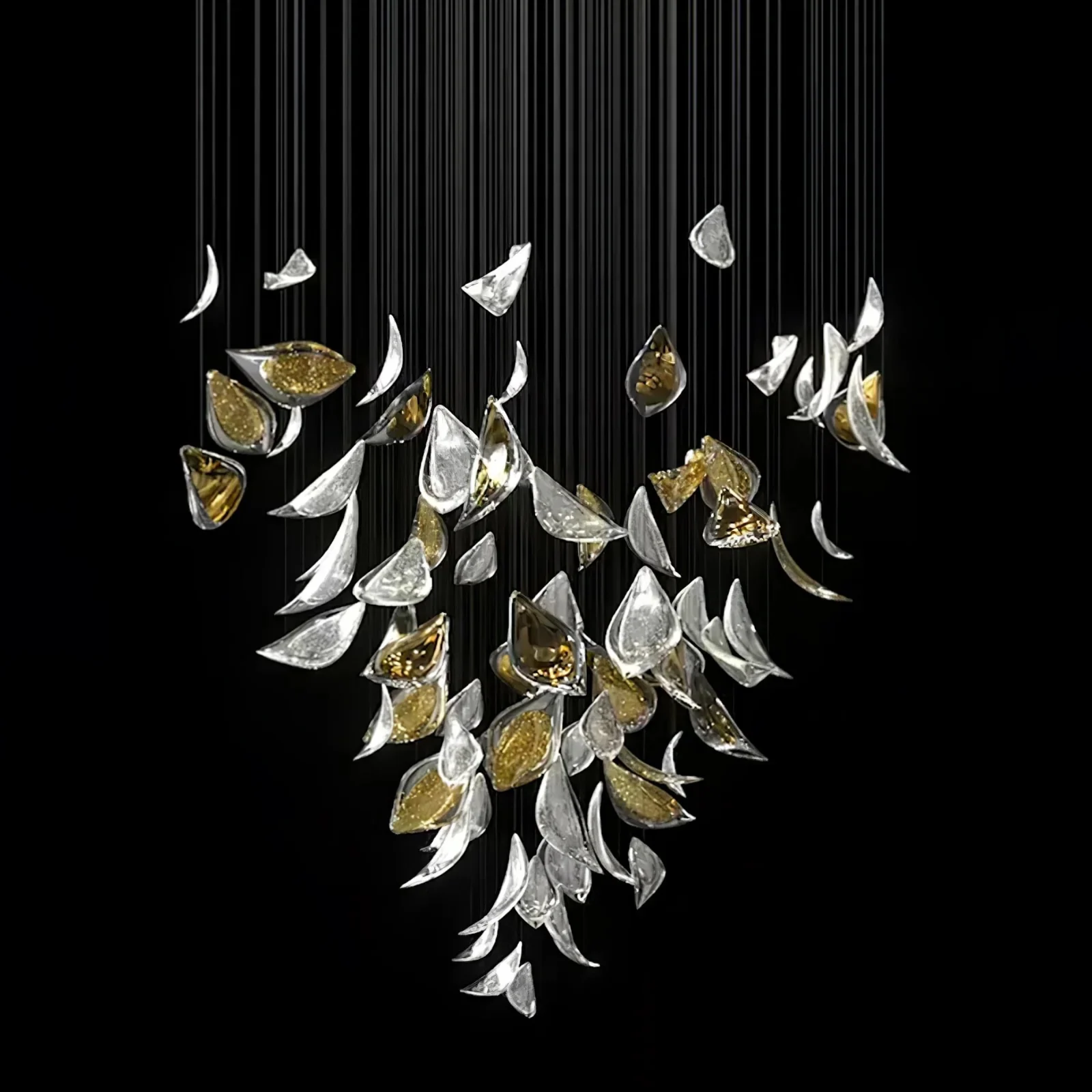 Bespoke Statement Glass Pendant Light for High-Ceiling Foyers project view