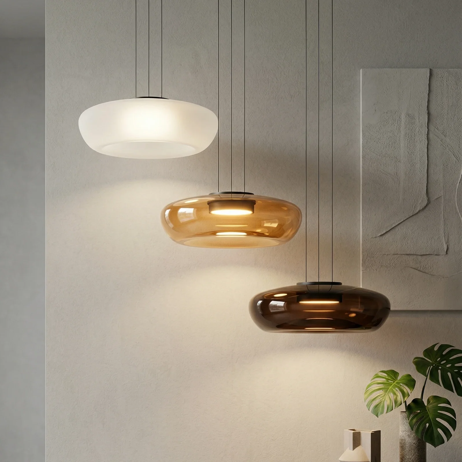 Flattened Globe Center-LED Pendant Light