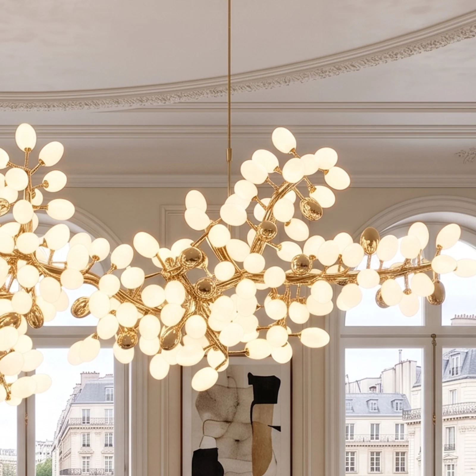 Custom Nature-Inspired Art Light for Villa Dining Areas project view