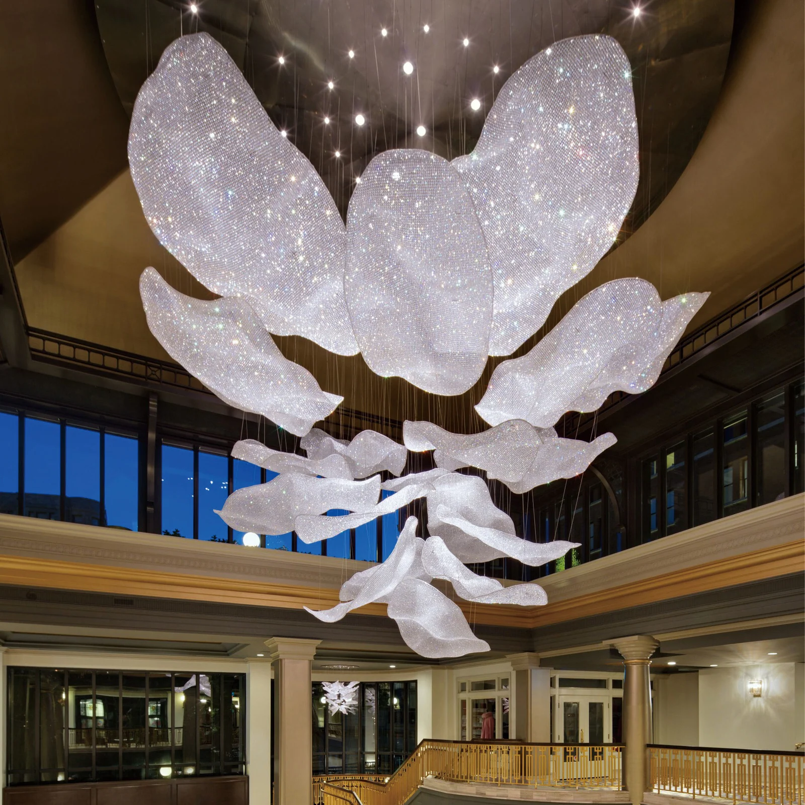 Large‑Scale Art Fabric‑Style Custom Ceiling Installation | High‑End Hotel Lobby Project Case China project view