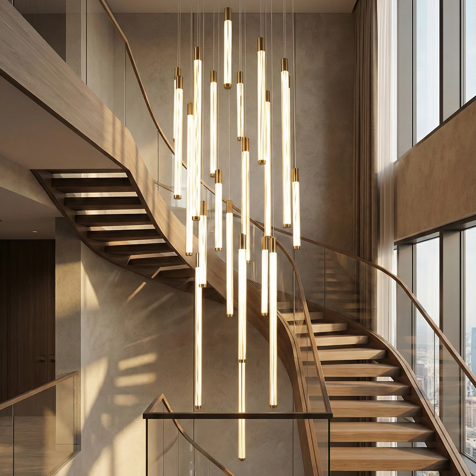 Lithuania Linear Staircase Chandelier project view