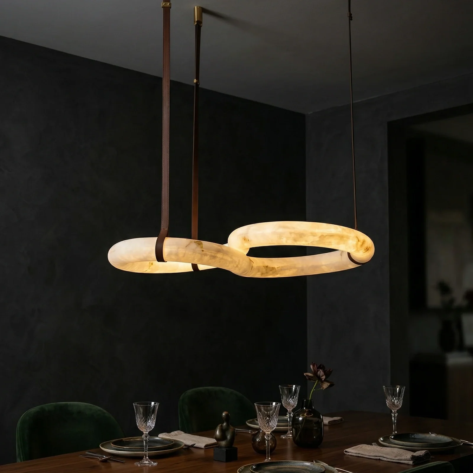 Alabaster Figure-Eight Pendant Light detail