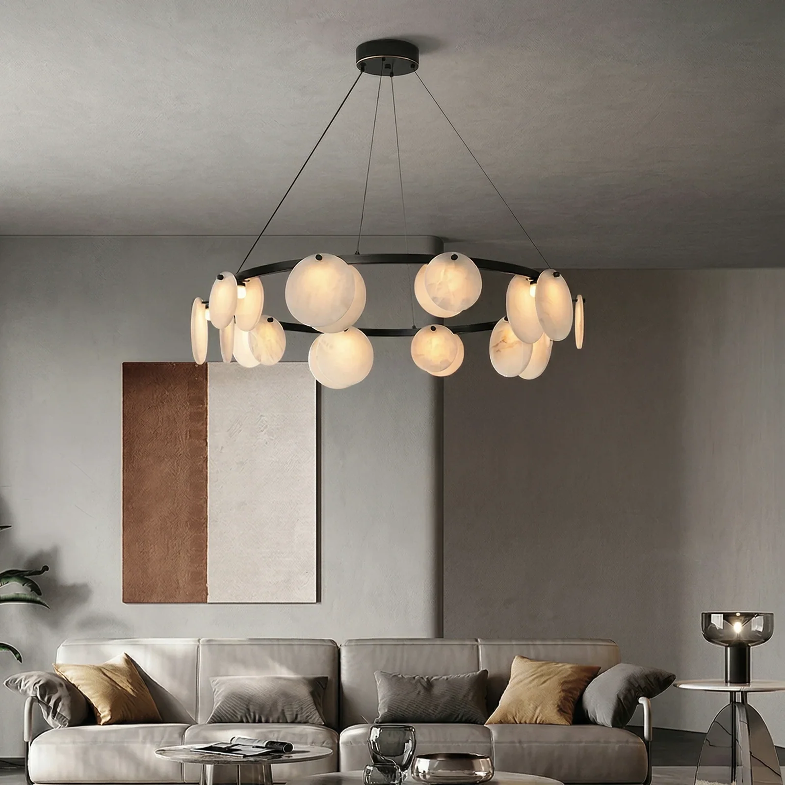 Alabaster Disc Pendant Light detail