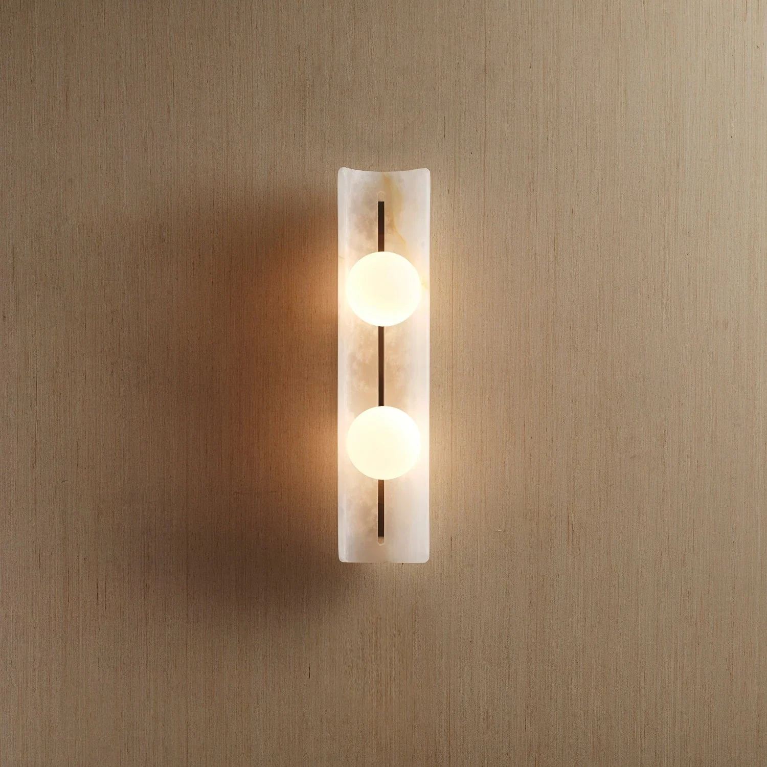 Flanged Alabaster Plate with Multi-Globe Wall Sconce detail