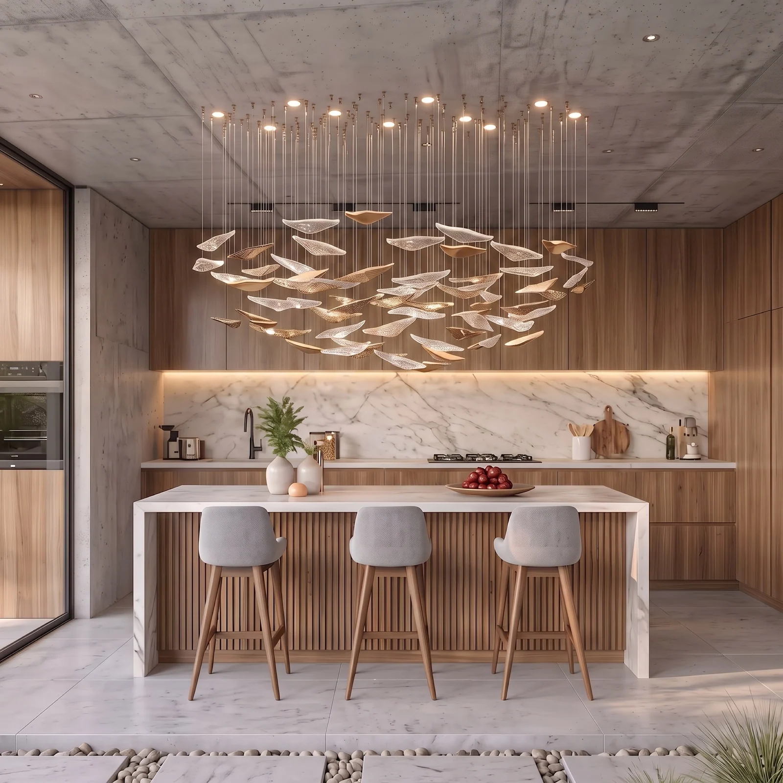 Bespoke Floating Leaf Pendant Light for Modern Dining Areas