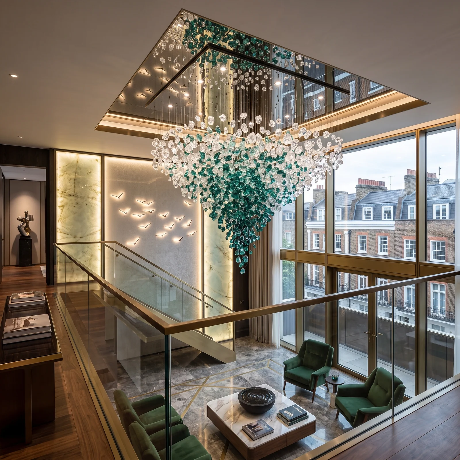 Cambodia Turquoise Lobby Chandelier project view